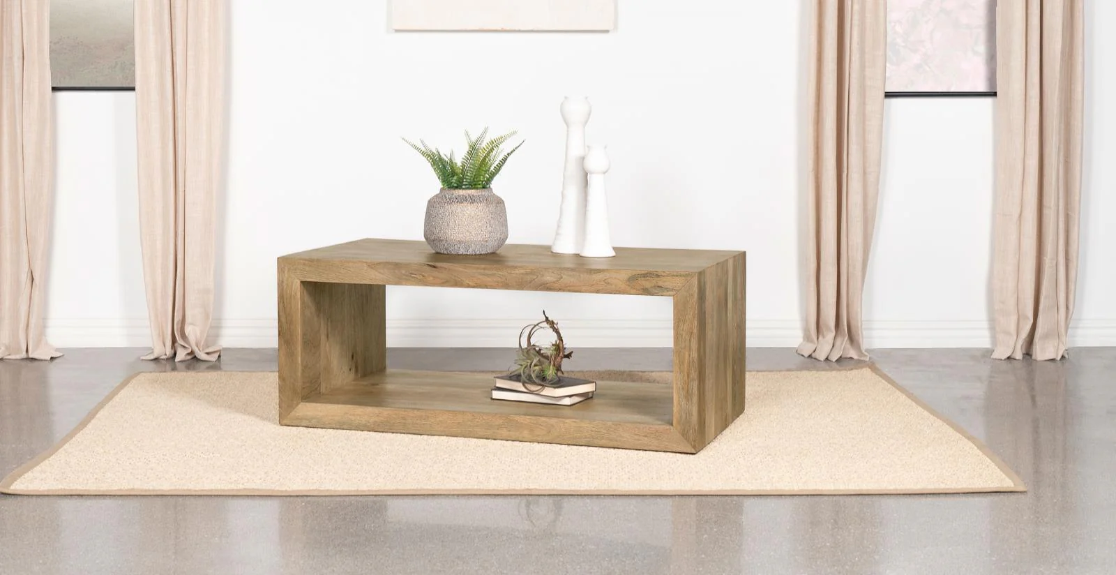 Benton Rectangular Solid Wood Coffee Table Natural - Image 2