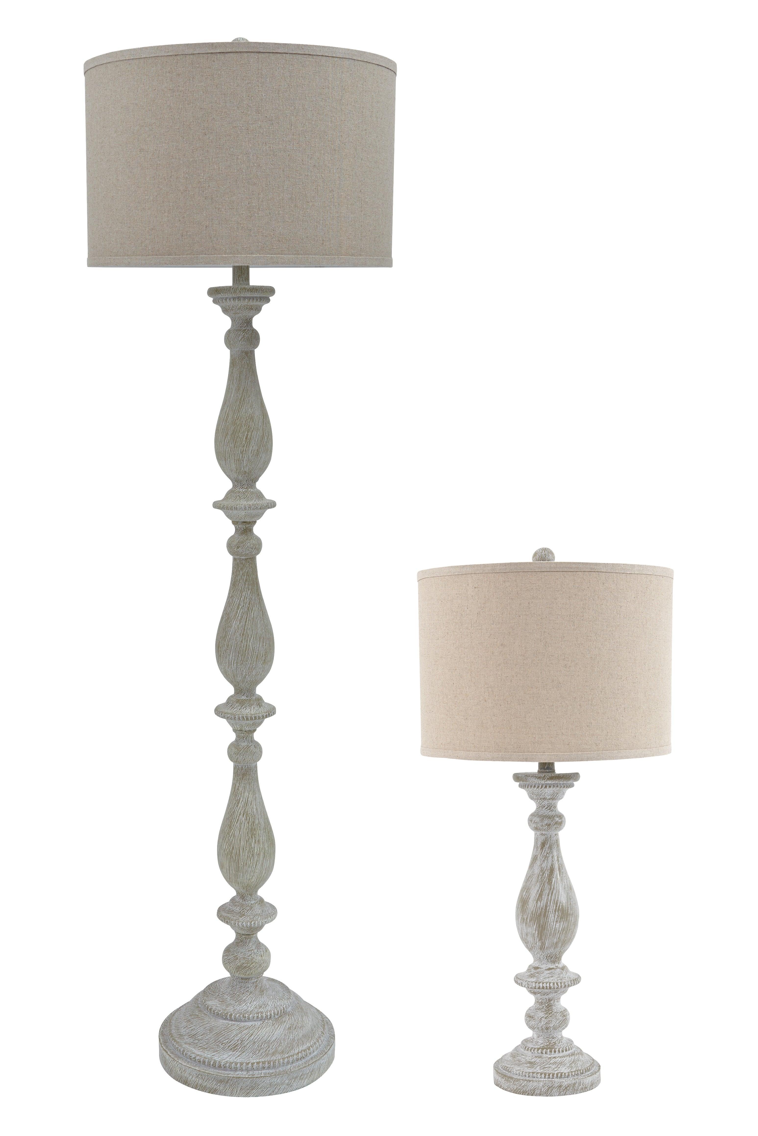 Bernadate Whitewash 3-Piece Floor Lamp With 2 Table Lamps Set - Image 2
