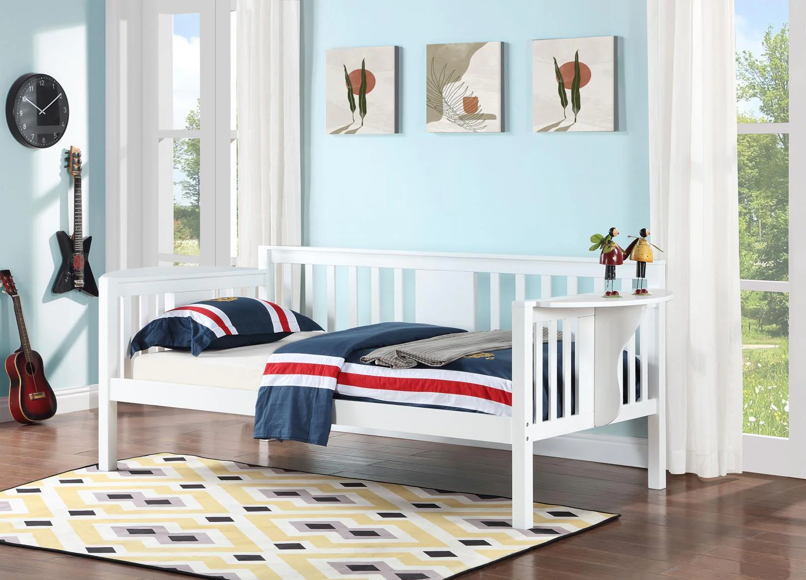Bethany Wood Twin Daybed With Drop down Tables White