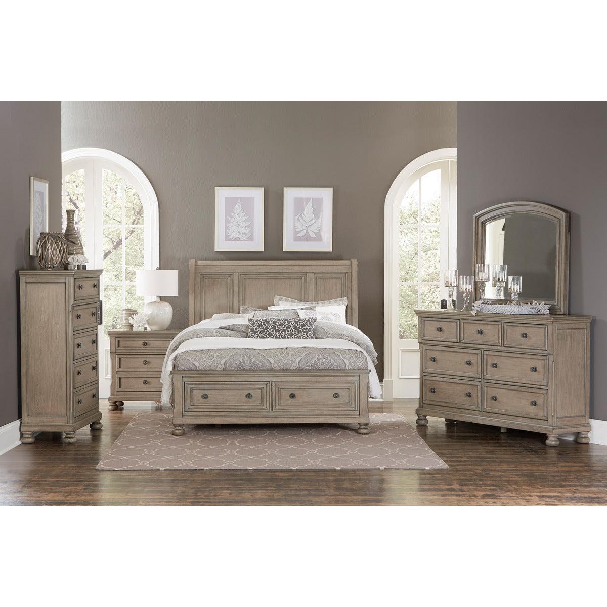 Bethel Wire Brushed Gray Platform King Bed - Image 3
