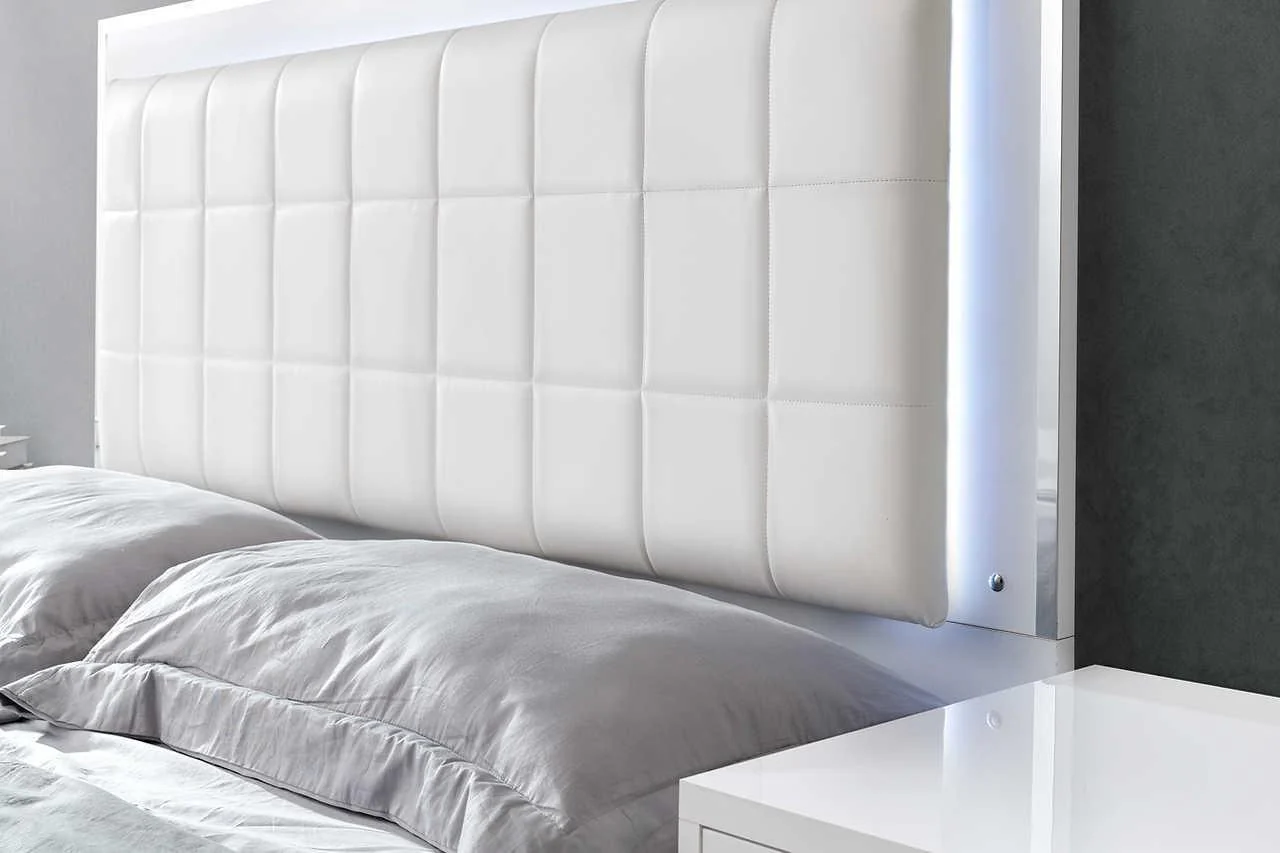 Beverly White Faux Leather LED Platform Bedroom Set - Image 3