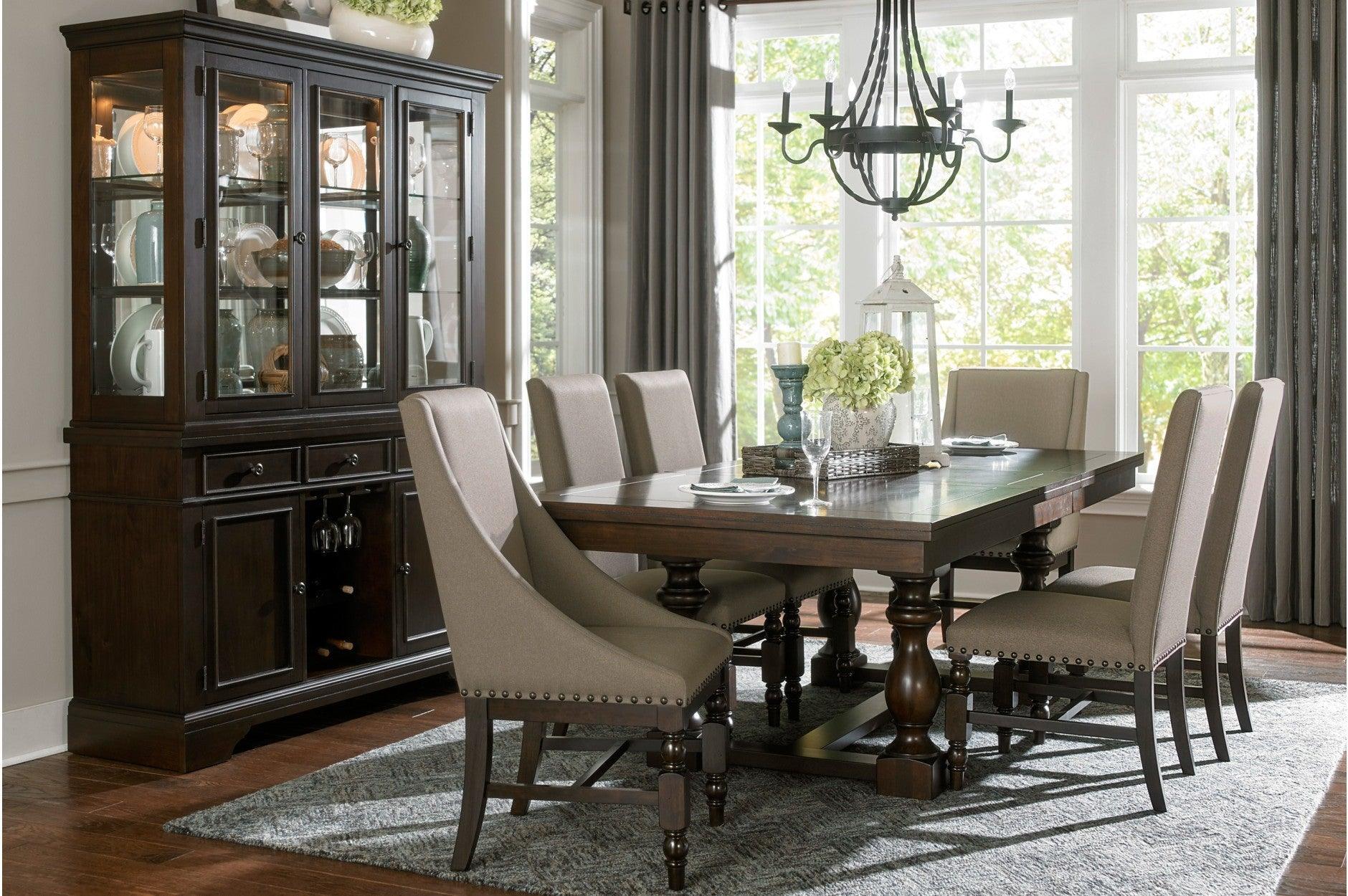 Reid Neutral Fabric Rectangular Dining Room Set - Image 1
