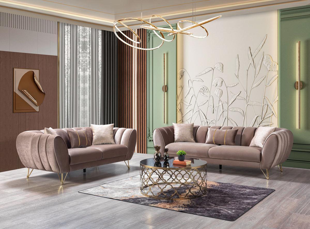 Bianka Coffee Velvet Sofa & Loveseat - Image 2