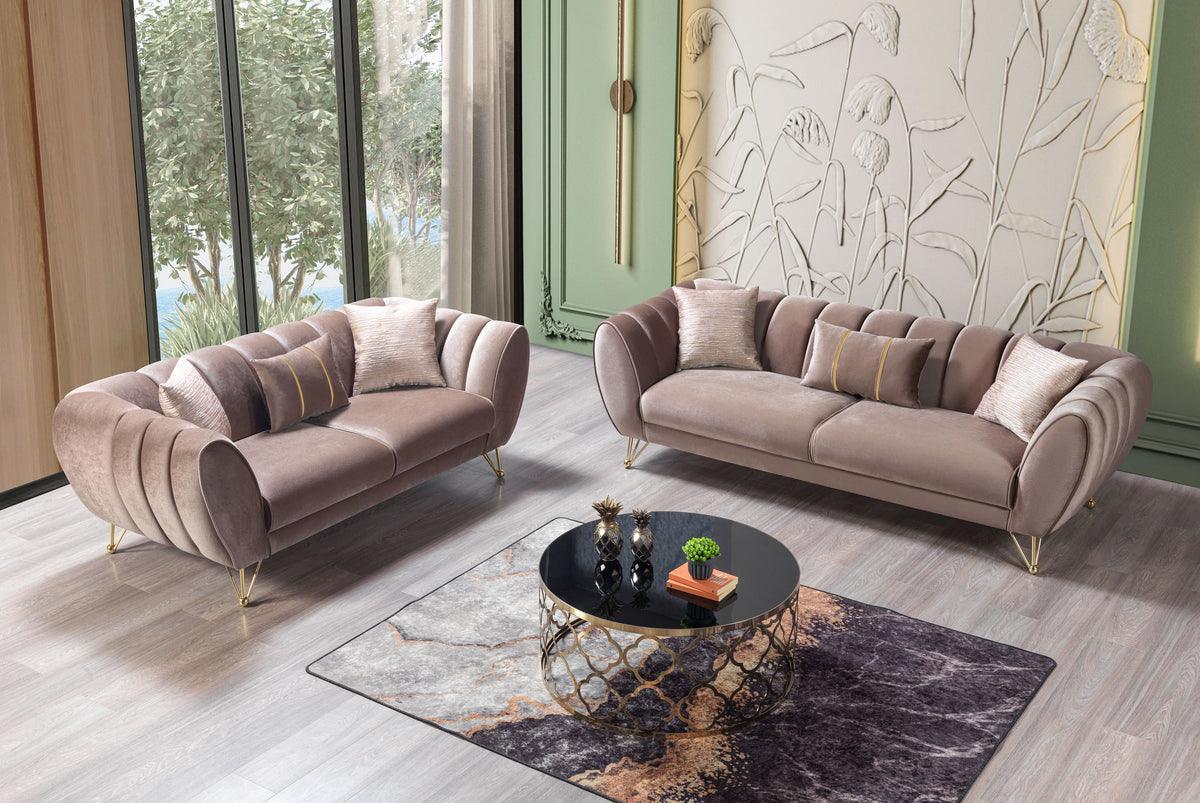 Bianka Coffee Velvet Sofa & Loveseat - Image 3