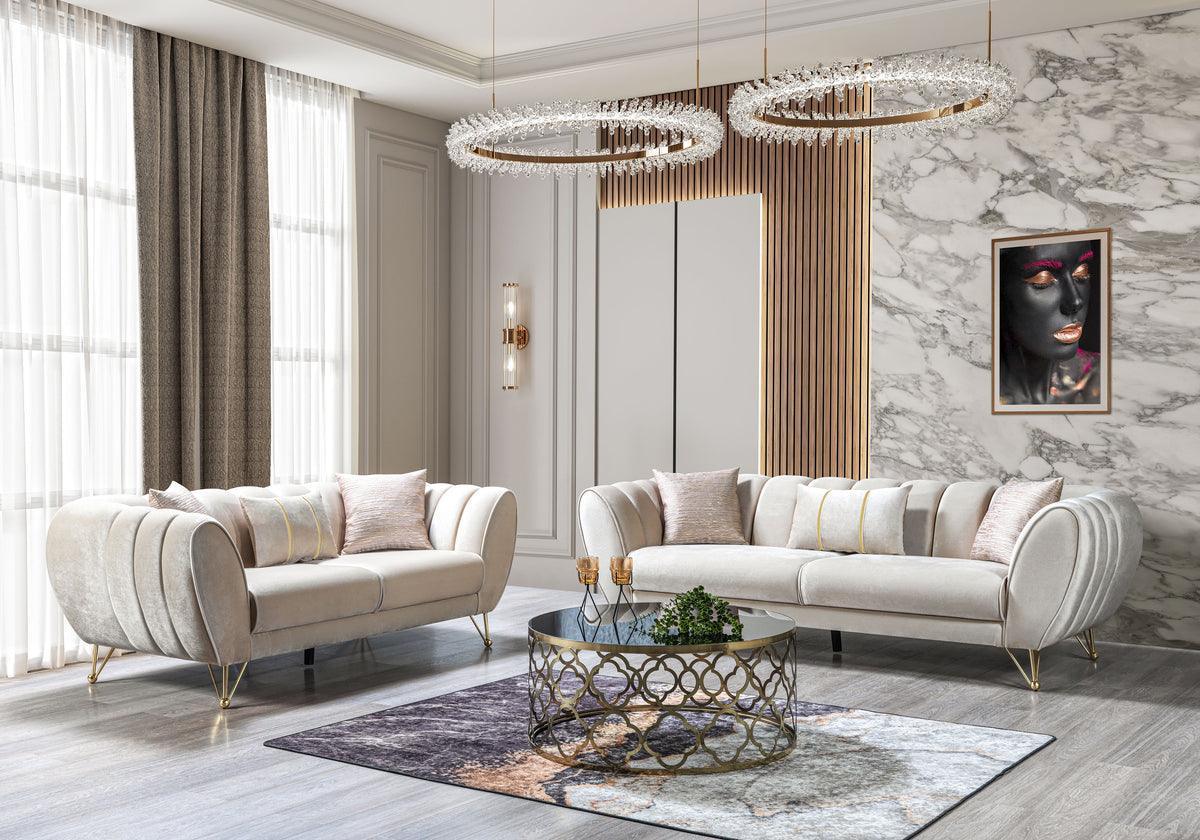 Bianka Ivory Velvet Sofa & Loveseat - Image 2