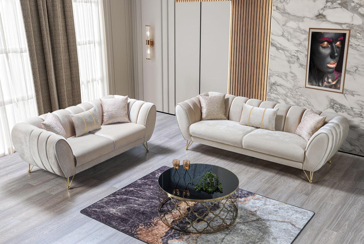 Bianka Ivory Velvet Sofa & Loveseat - Image 3
