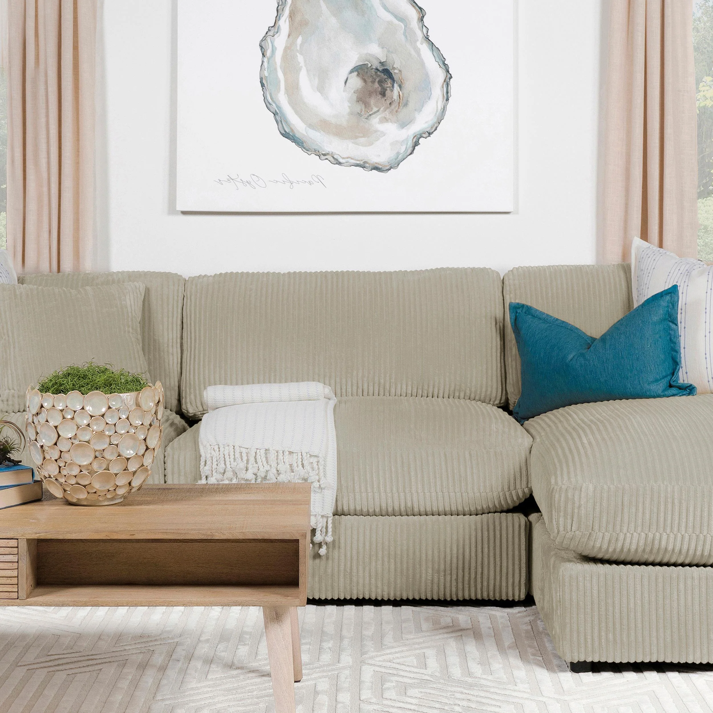 Blaine Upholstered Armless Chair Sand - Image 2