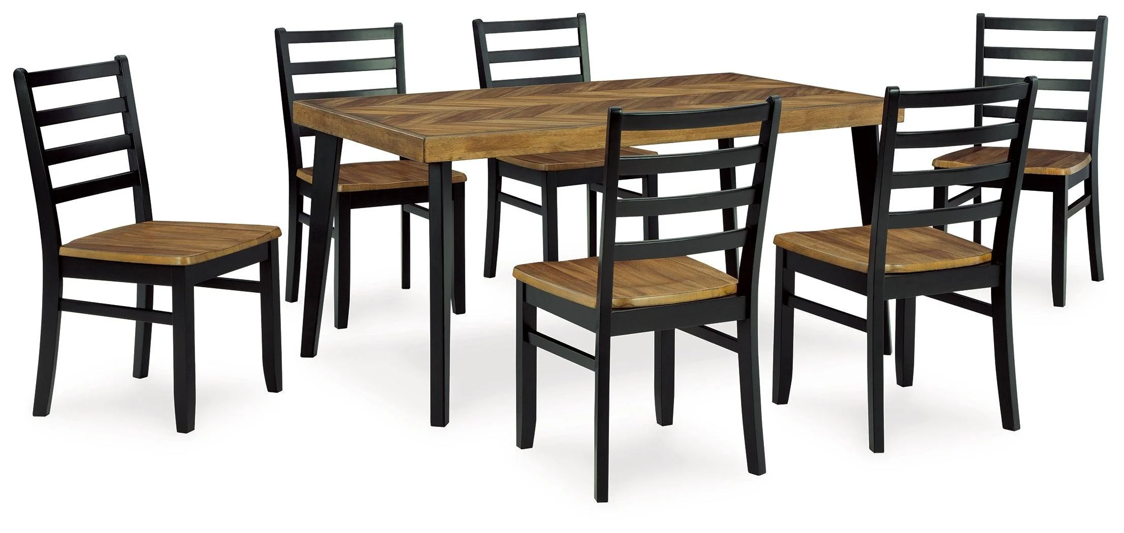 Blondon Brown Black Dining Table And 6 Chairs (Set of 7) - Image 2