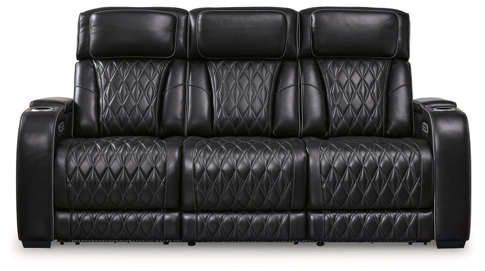 Boyington Black Leather Power Reclining Sofa - Image 2