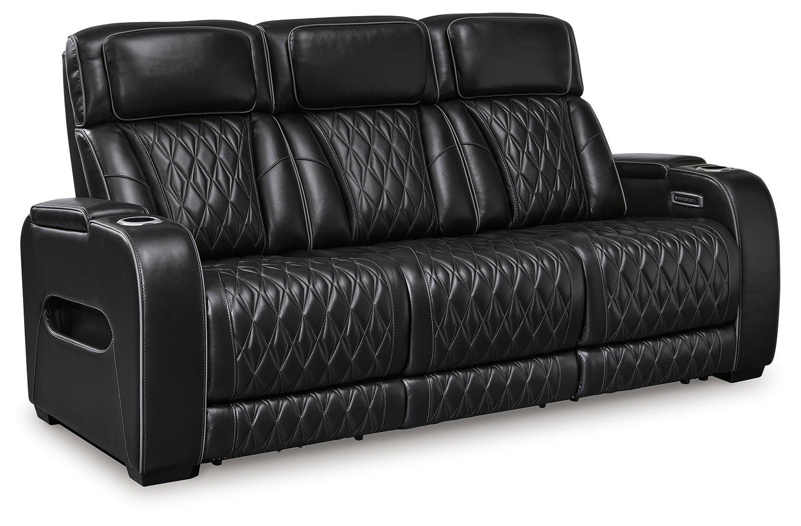 Boyington Black Leather Power Reclining Sofa - Image 3