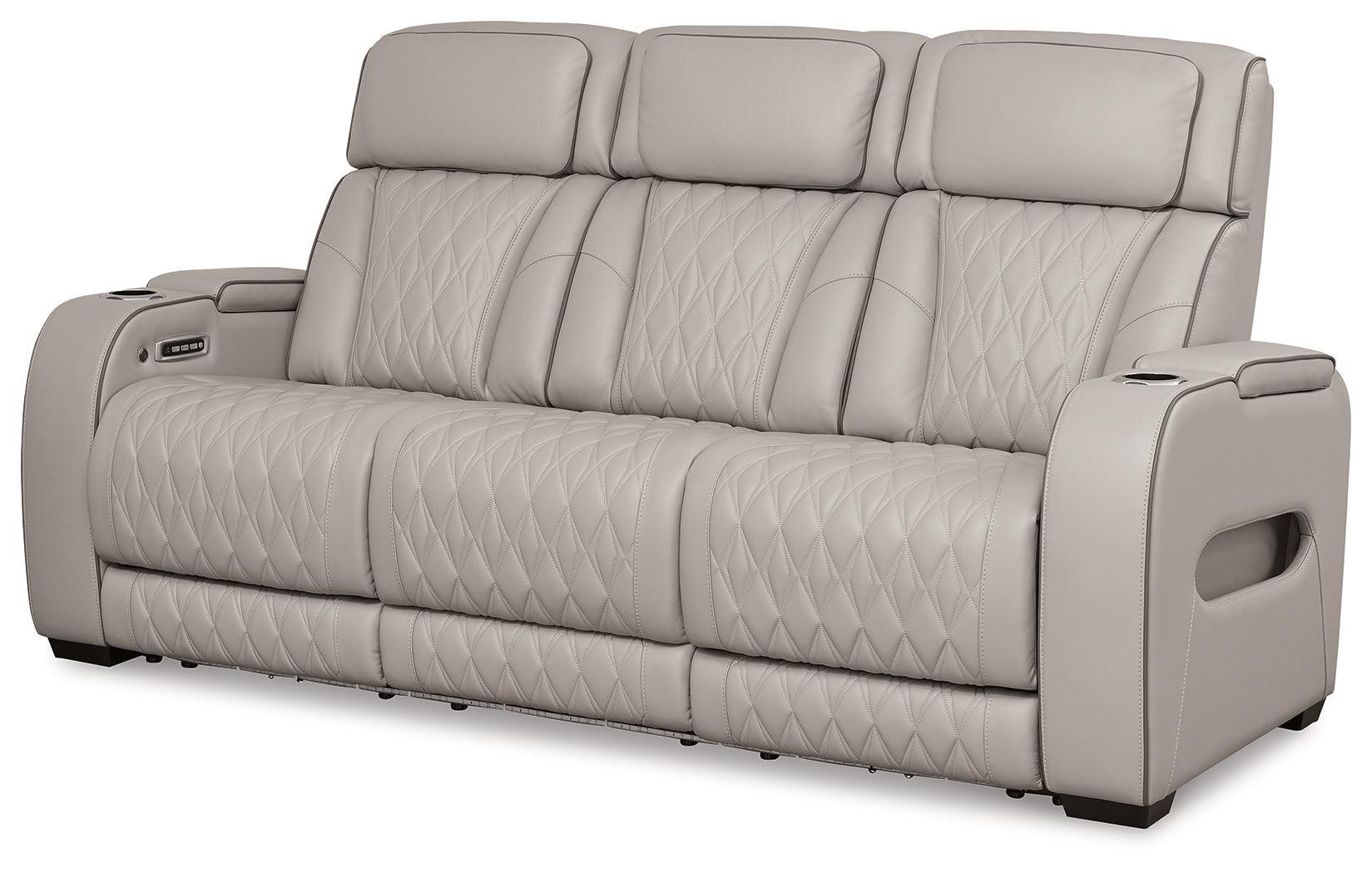 Boyington Gray Leather Power Reclining Sofa - Image 2
