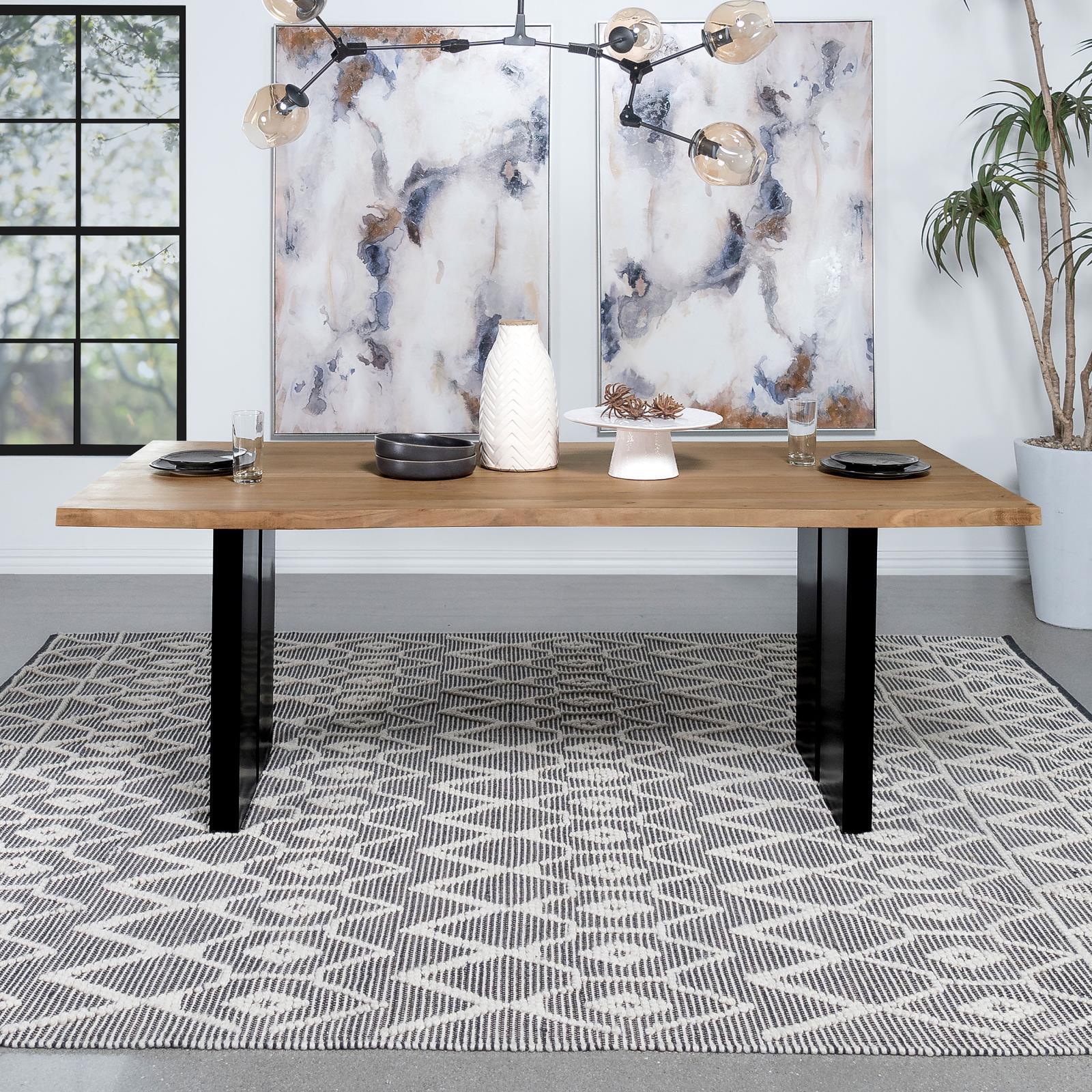 Bradshaw Rectangular Live Edge Dining Table Natural Acacia Black - Image 2