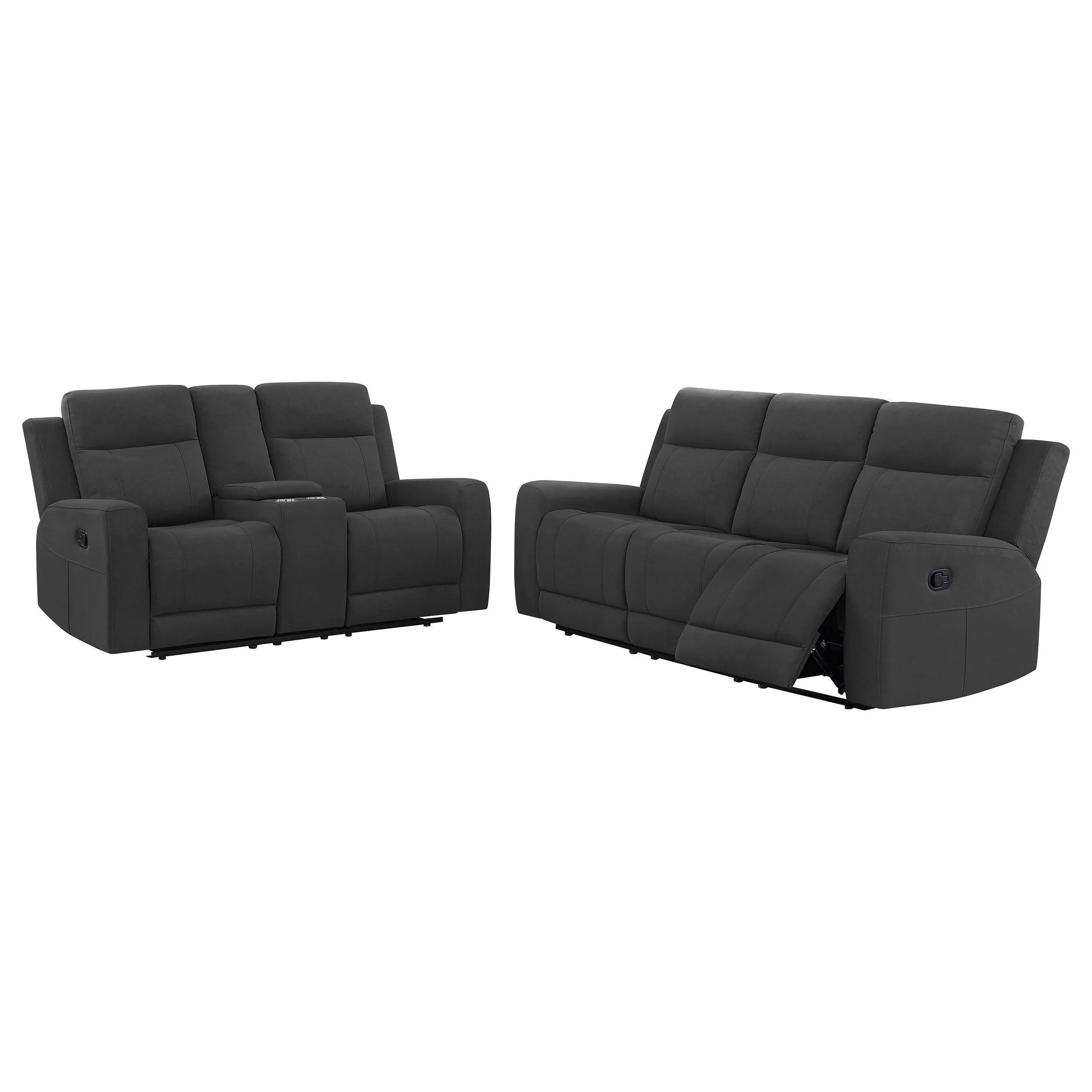 Brentwood 2-Piece Upholstered Reclining Sofa Set Black - Image 2