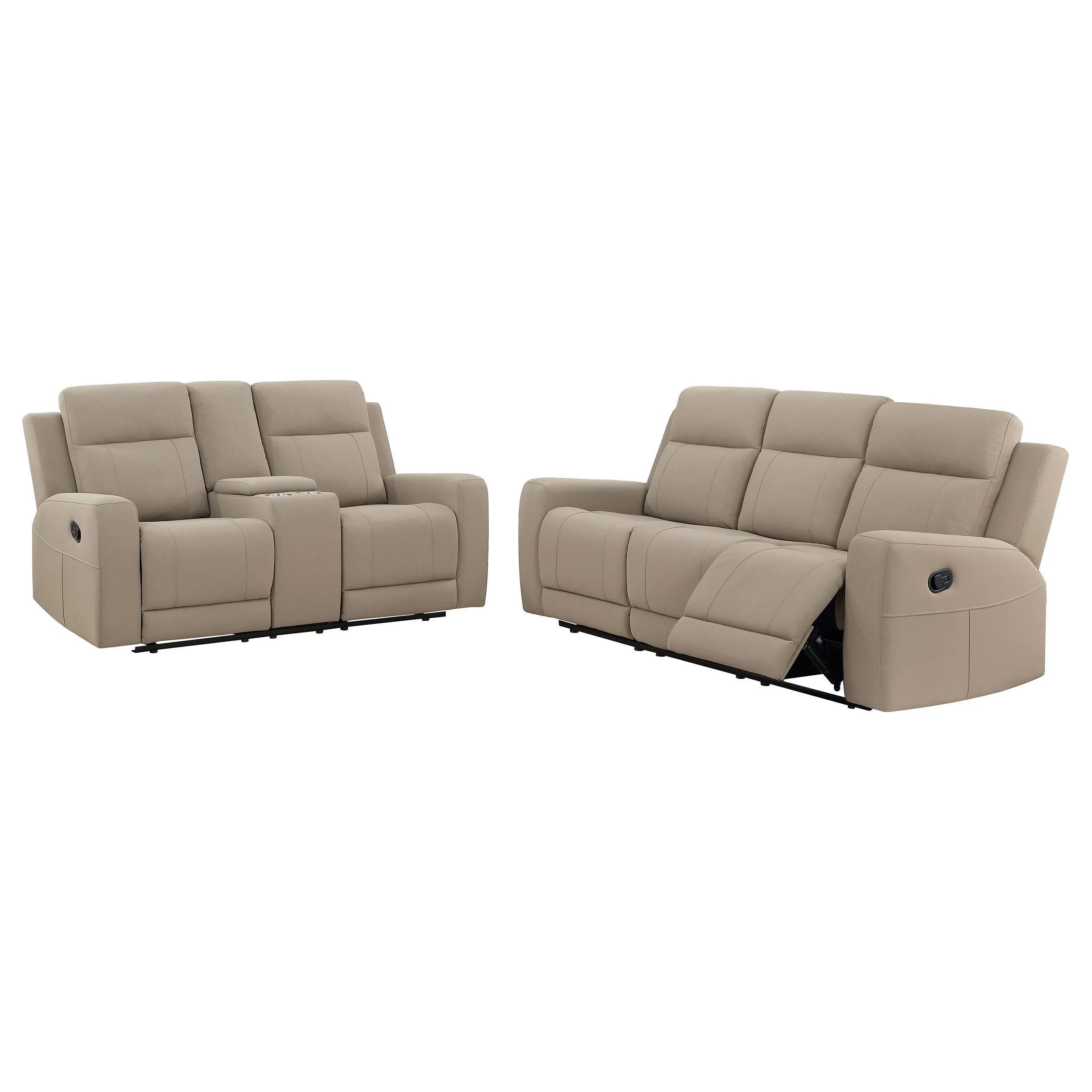 Brentwood 2-Piece Upholstered Reclining Sofa Set Taupe - Image 2