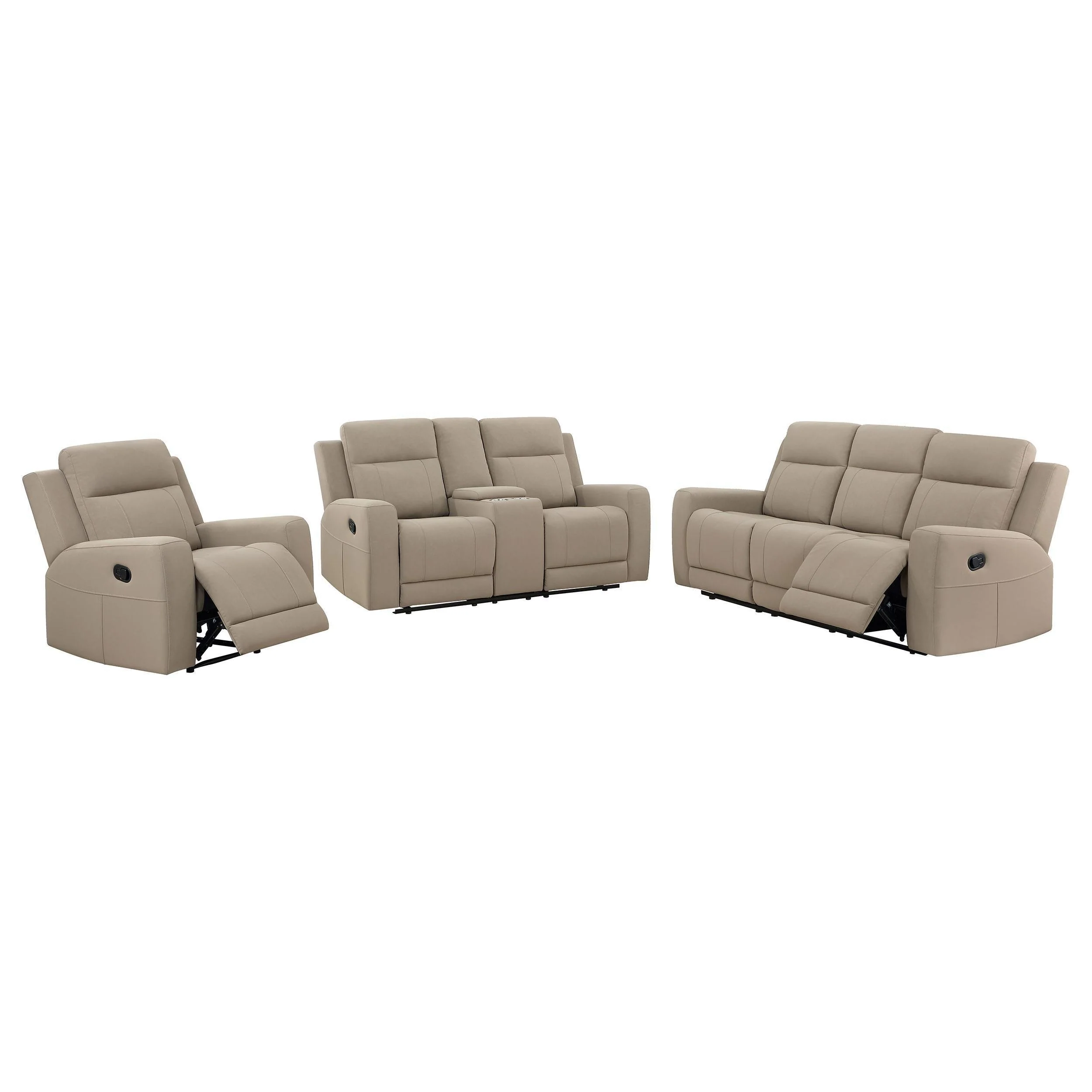 Brentwood 3-Piece Upholstered Reclining Sofa Set Taupe - Image 2