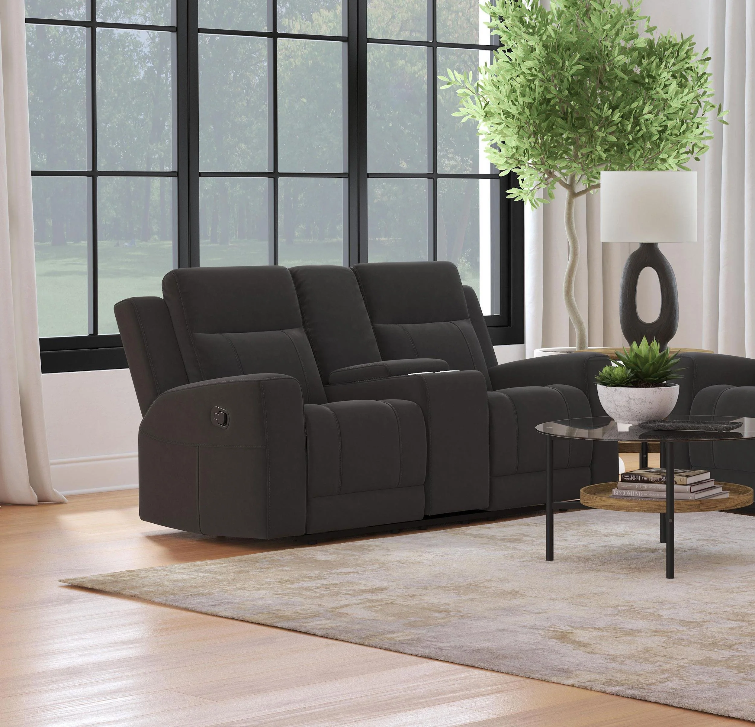 Brentwood Upholstered Motion Reclining Loveseat Black - Image 2