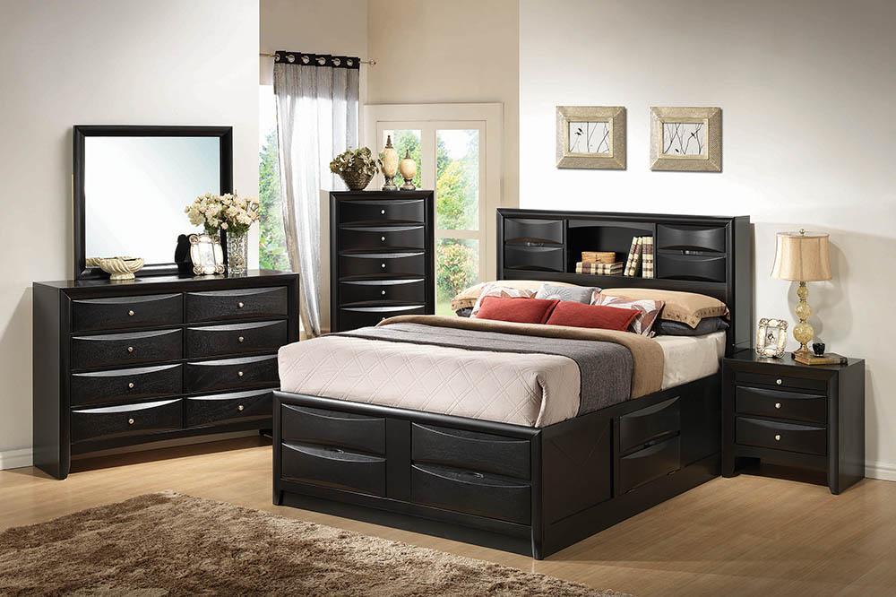Briana Black Bookcase Storage Platform Bedroom Set - Image 3