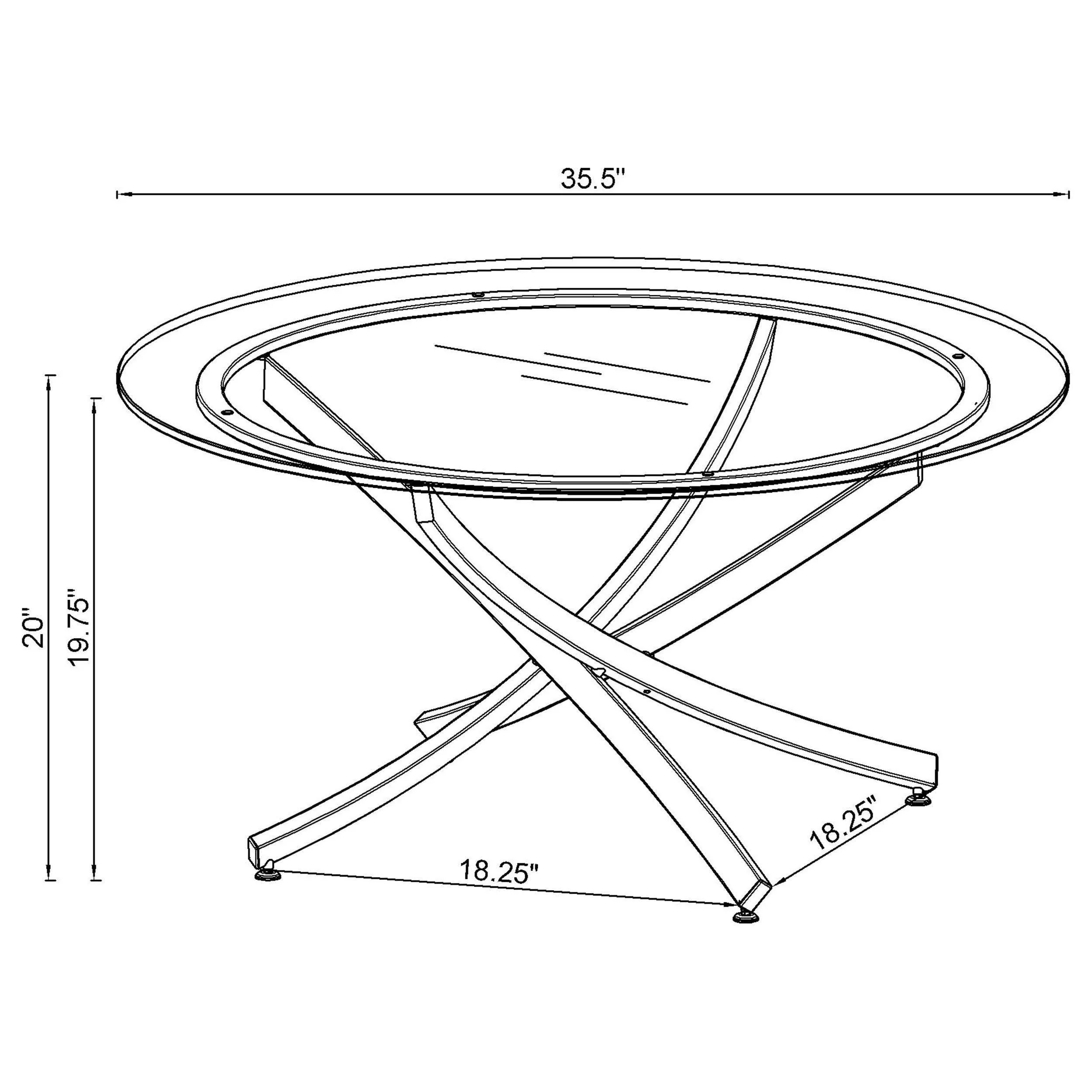 Brooke Round Glass Top Coffee Table Metal Base Brass - Image 3