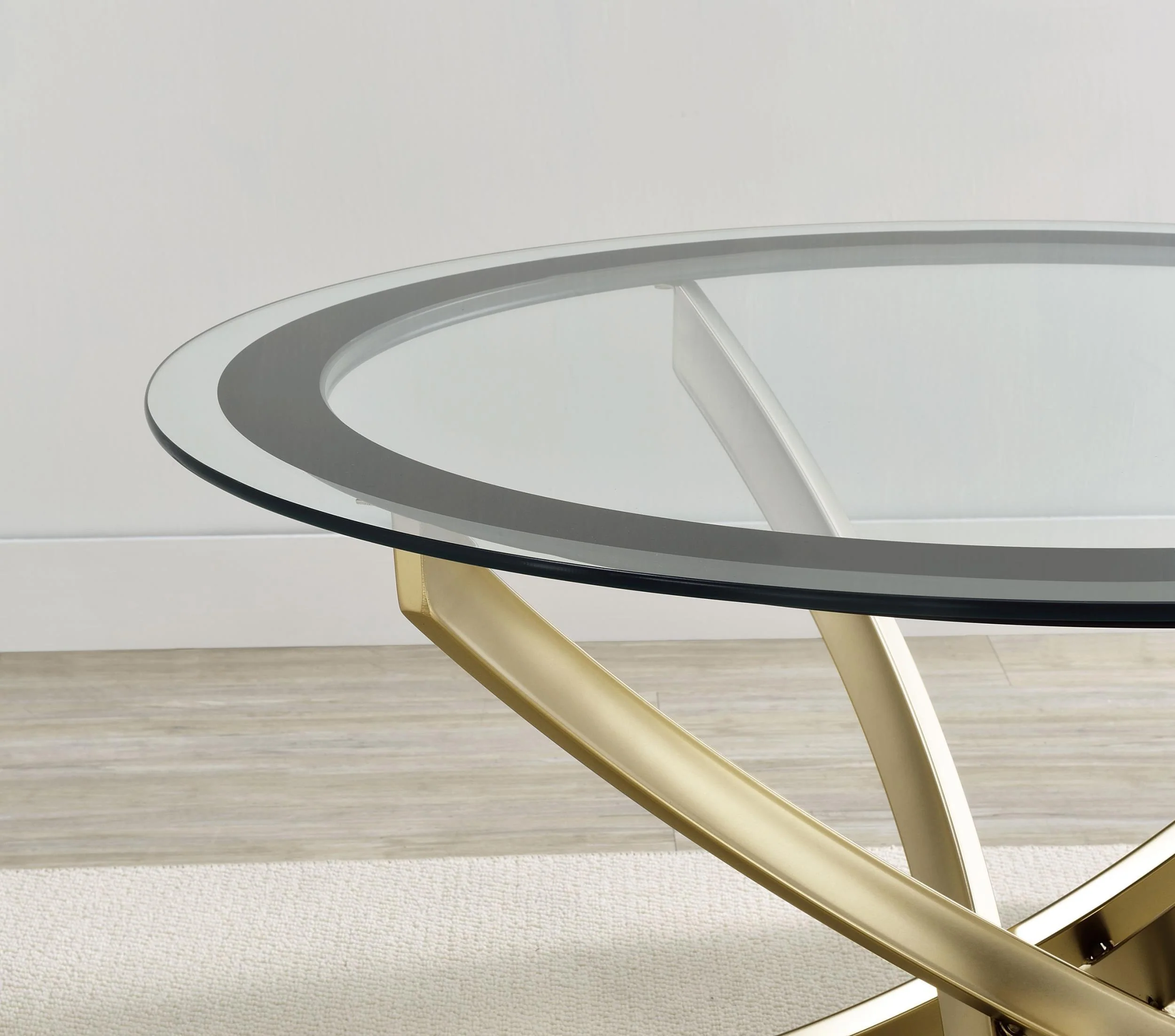 Brooke Round Glass Top Side End Table Metal Base Brass - Image 2