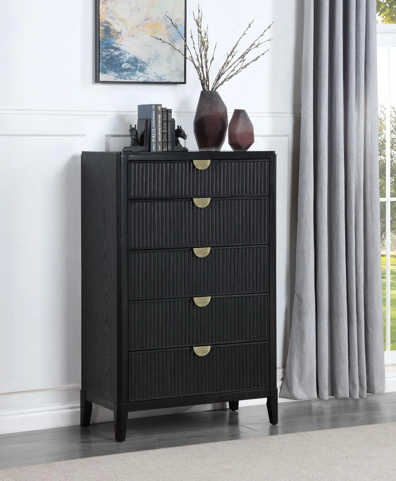 Brookmead 5 Drawer Bedroom Chest Black - Image 2