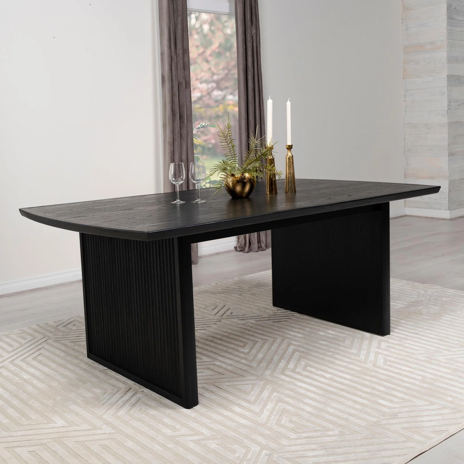 Brookmead Rectangular Dining Table With 18" Removable Extension Leaf Black - Image 2