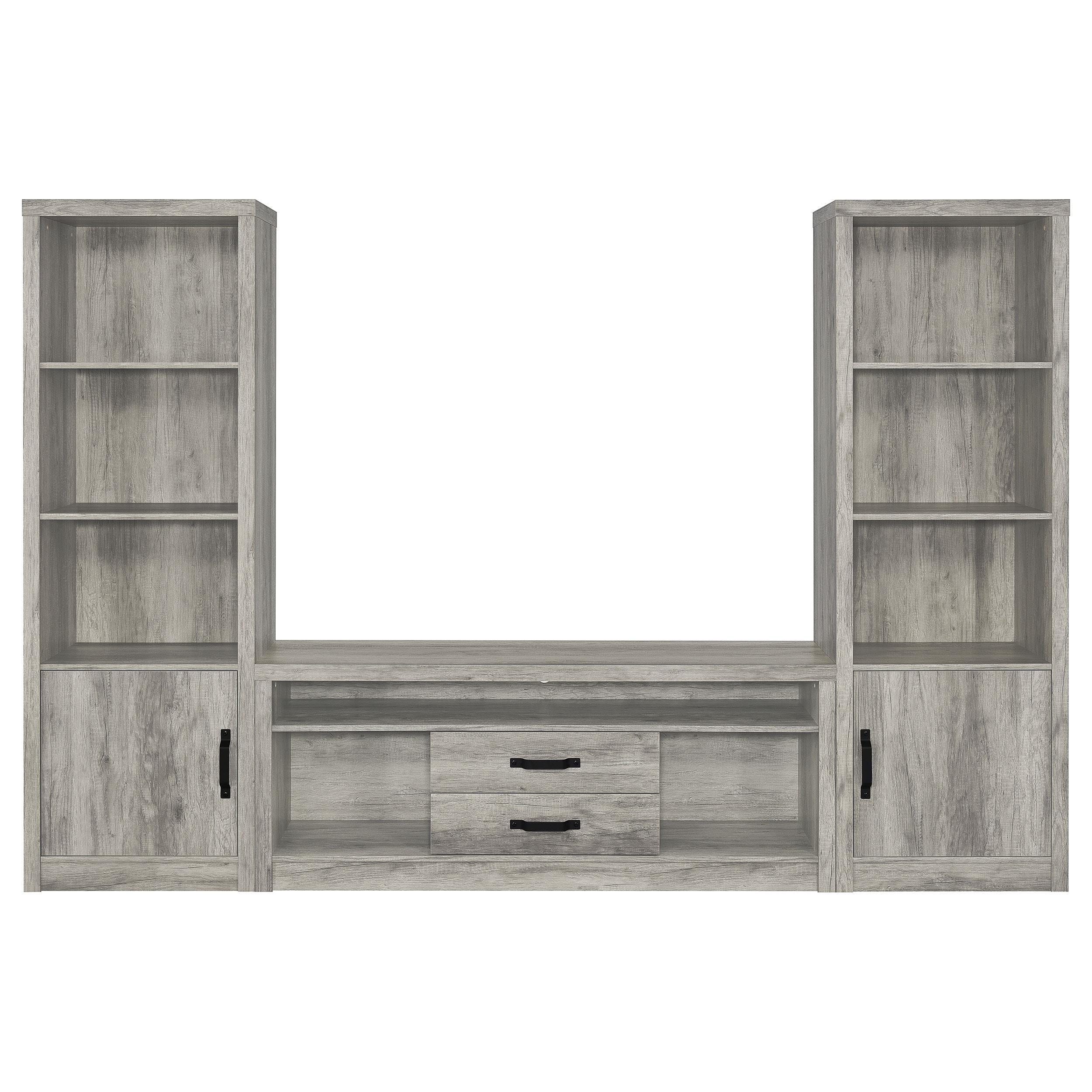 Burke 3-Piece 59" TV Entertainment Center Gray Driftwood - Image 2