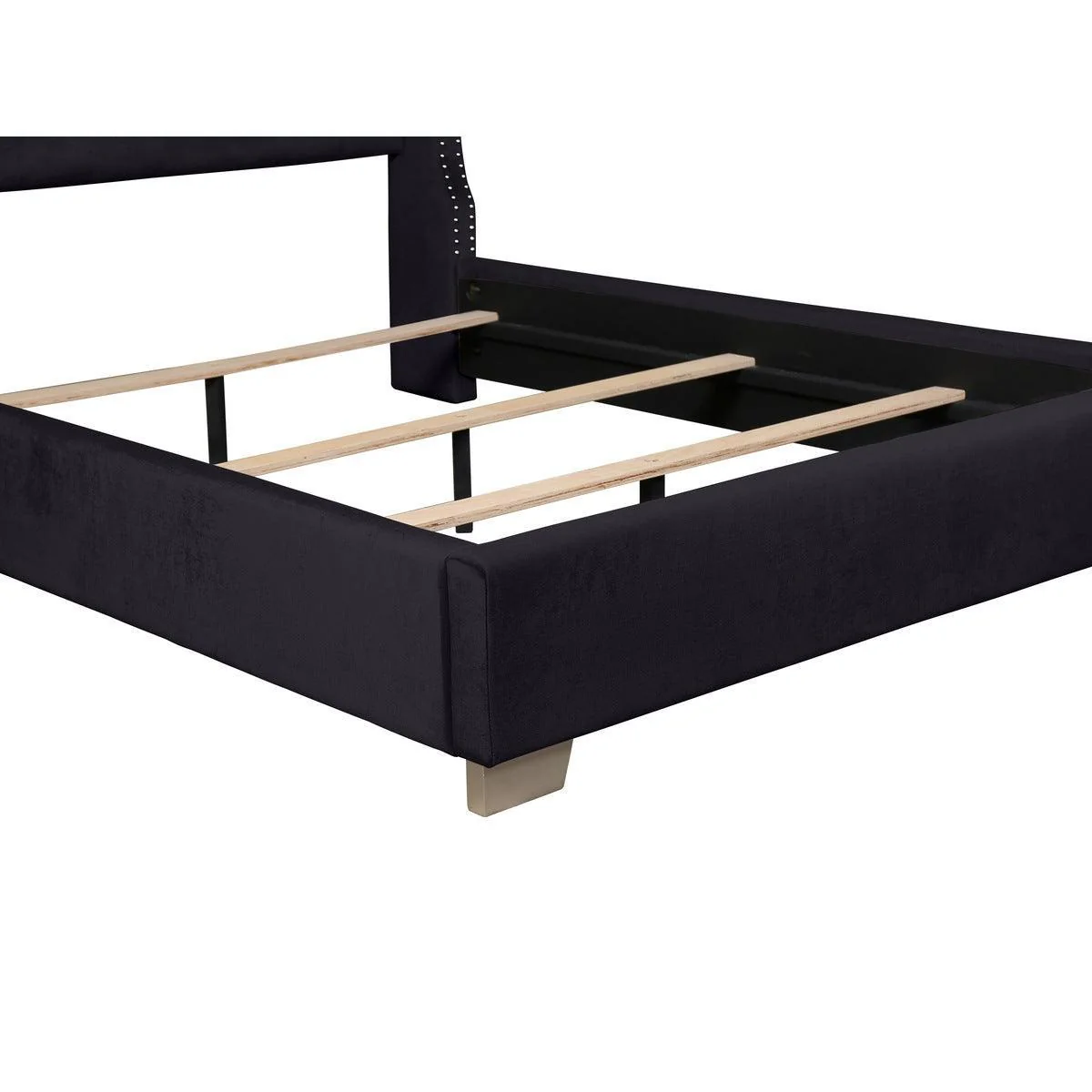 Jacklyn Black Faux Leather Tufted Panel King Bed - Image 2