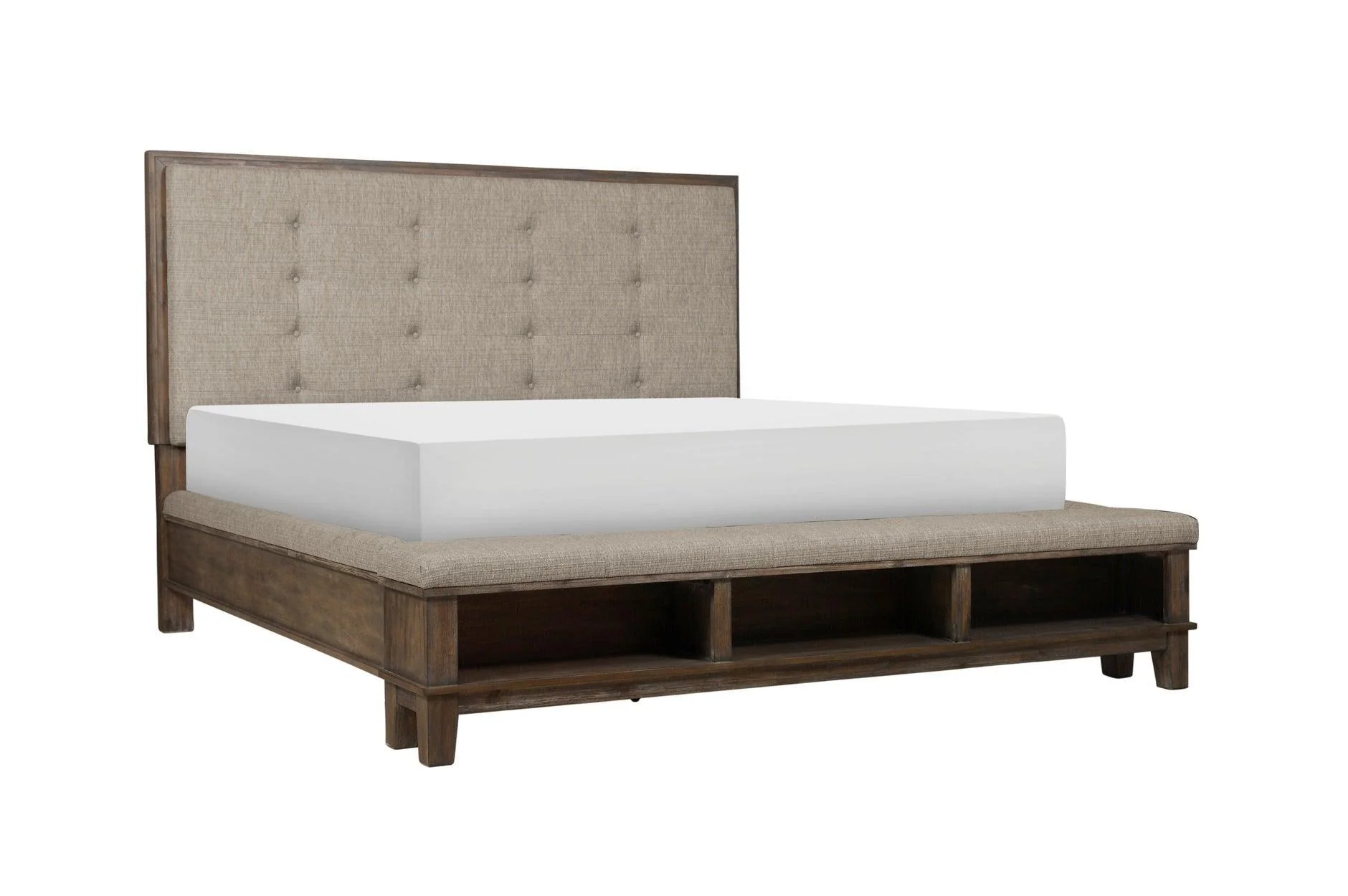 Gray Fabric Tufted Shelves Bedroom Set - Image 3