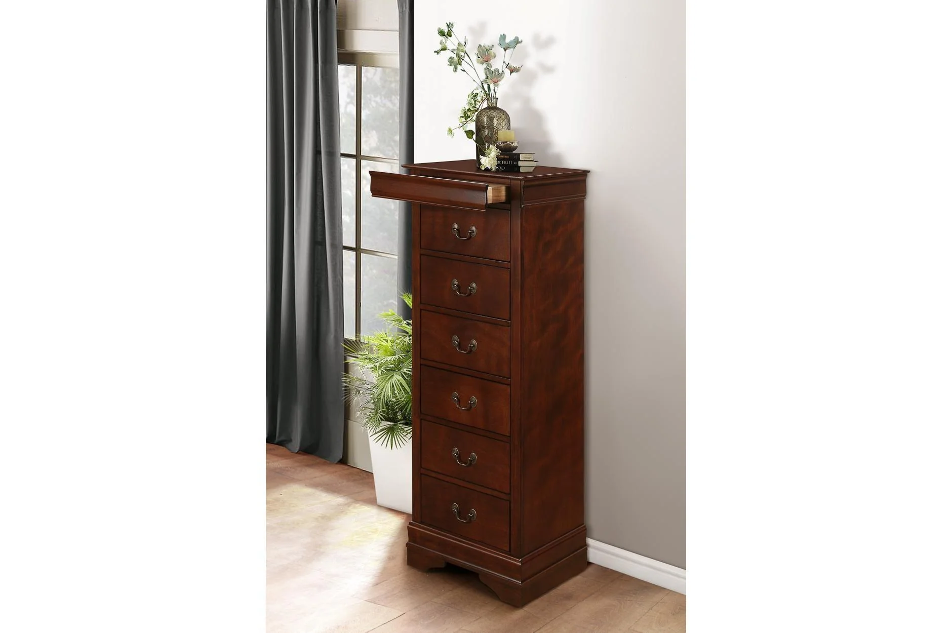 Mayville Brown Cherry Sleigh Bedroom Set - Image 3