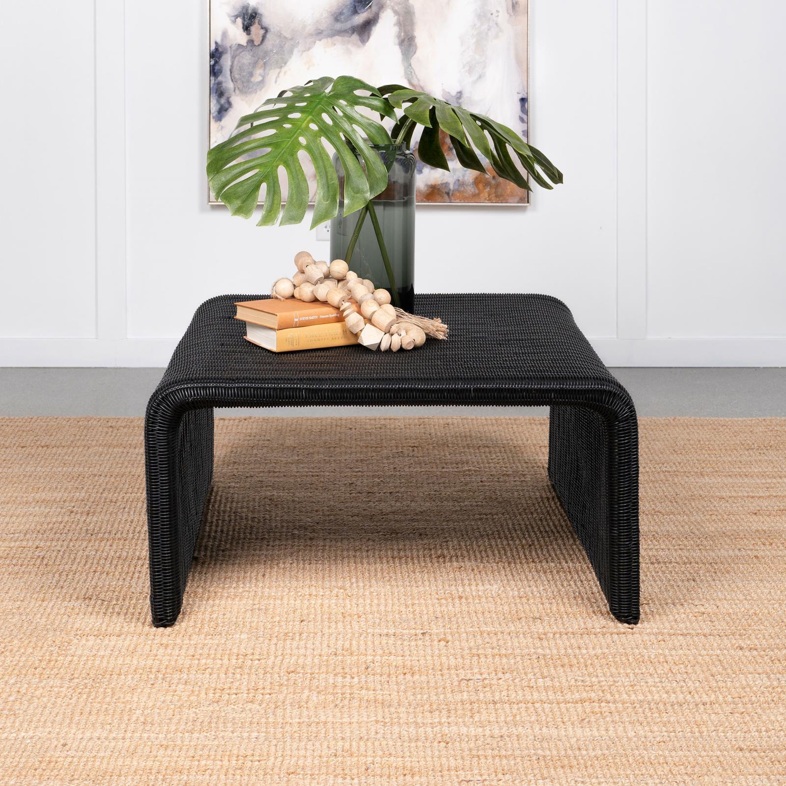 Cahya Woven Rattan Sqaure Coffee Table Black - Image 2