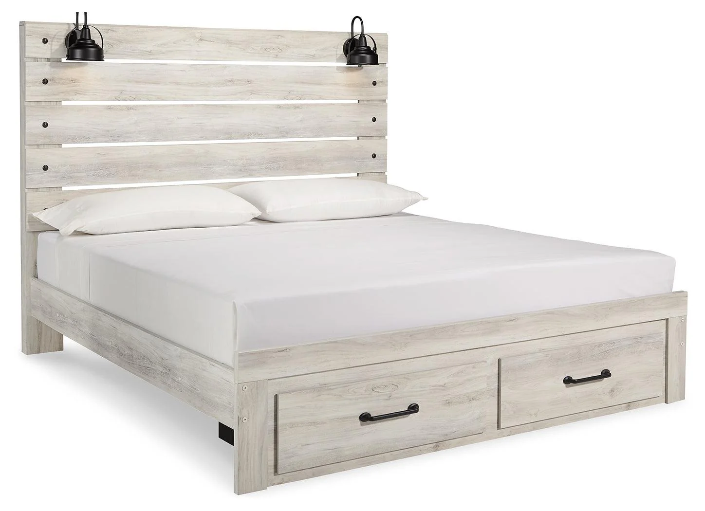 Cambeck Whitewash LED 2 Storage Platform Bedroom Set - Image 3