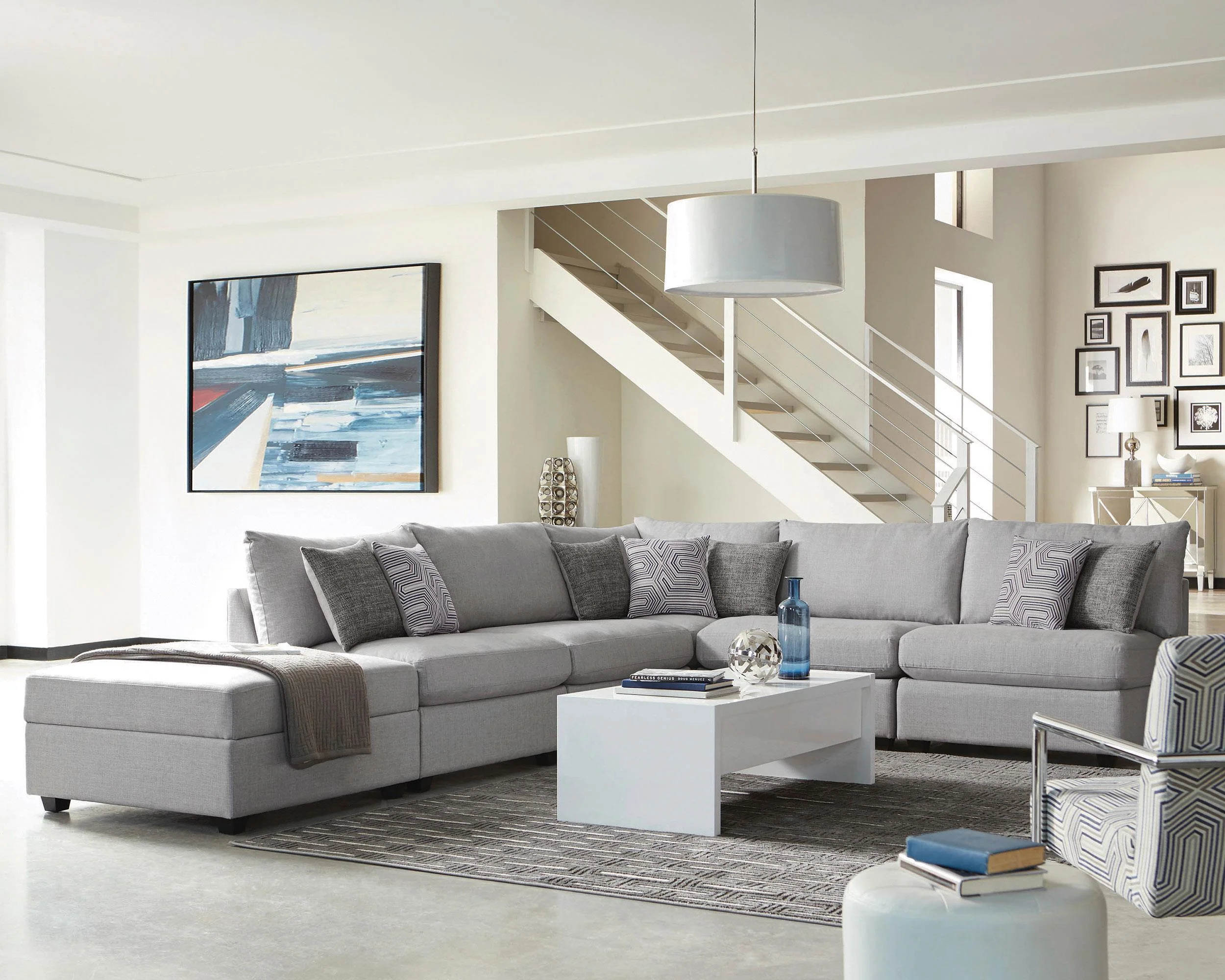 Cambria 6-Piece Upholstered Modular Sectional Sofa Grey - Image 2