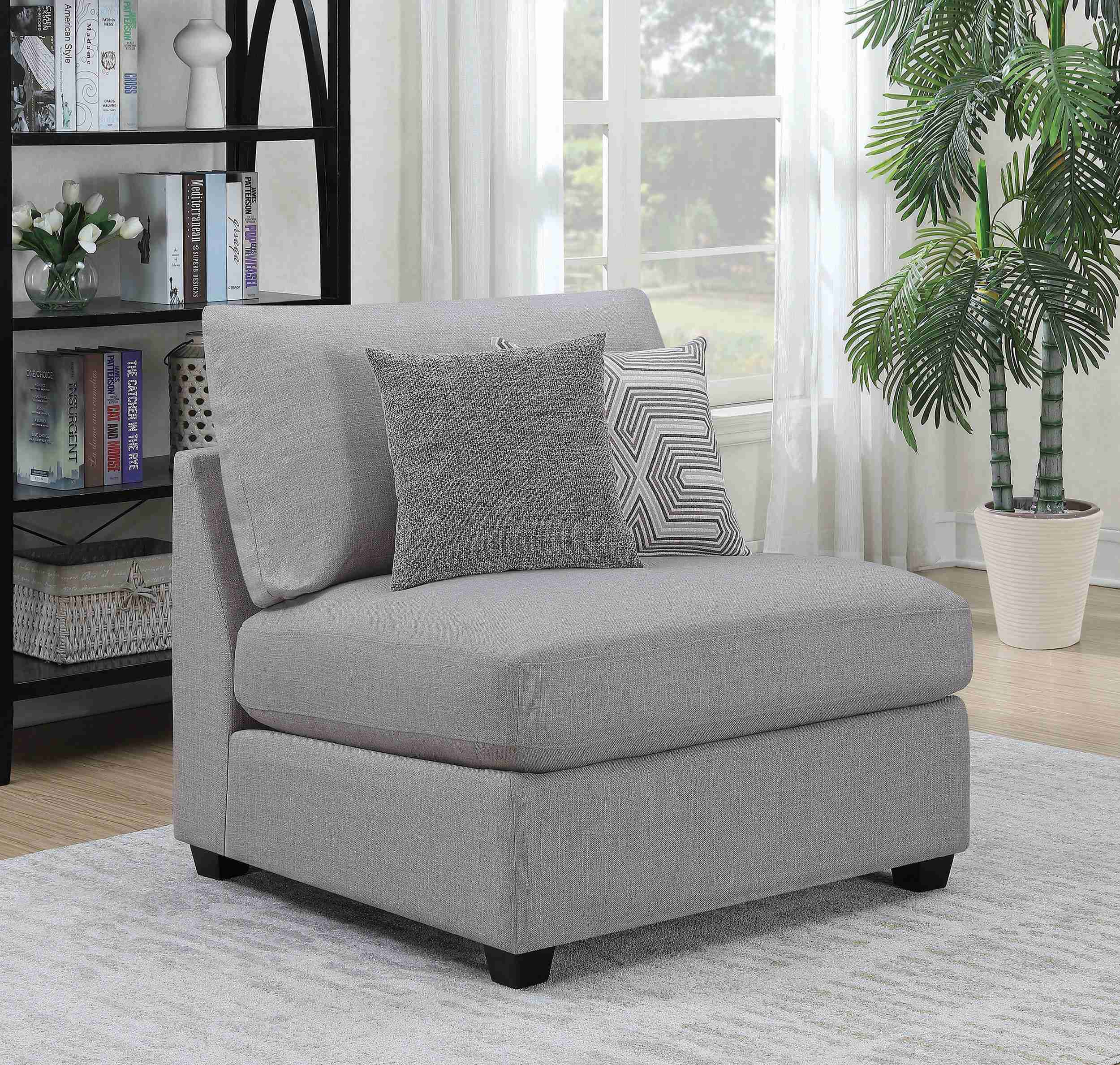 Cambria Upholstered Armless Chair Grey - Image 2