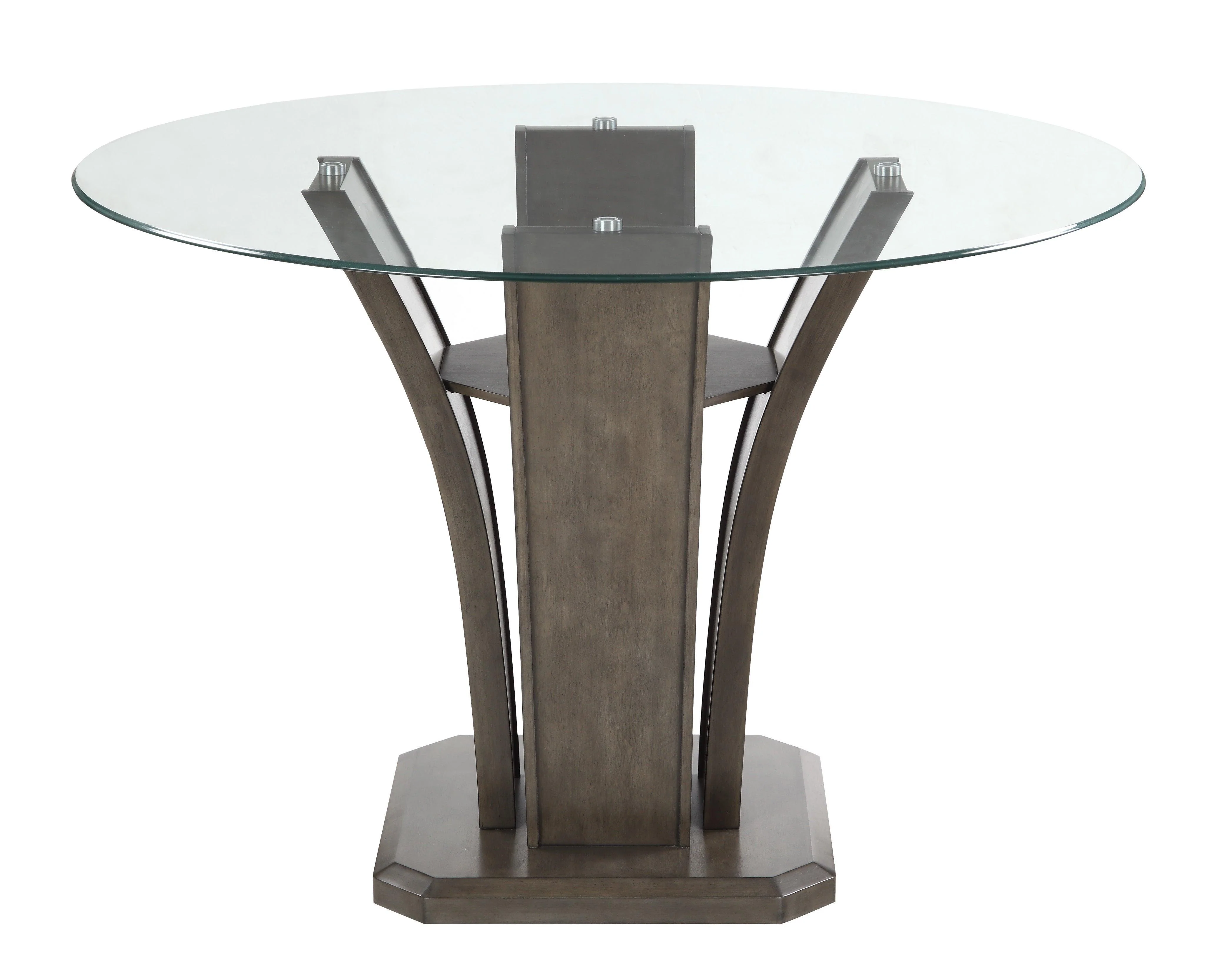 Camelia Gray Fabric Round Glass Top Counter Height Set - Image 3