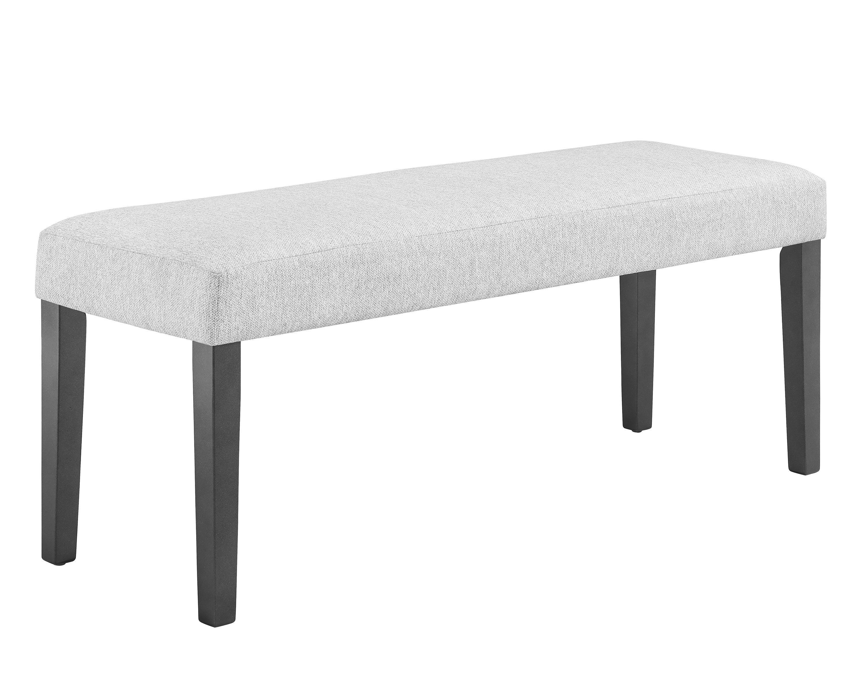 Camelia White Gray Glass Fabric Upholstered Dining Room Set - Image 2