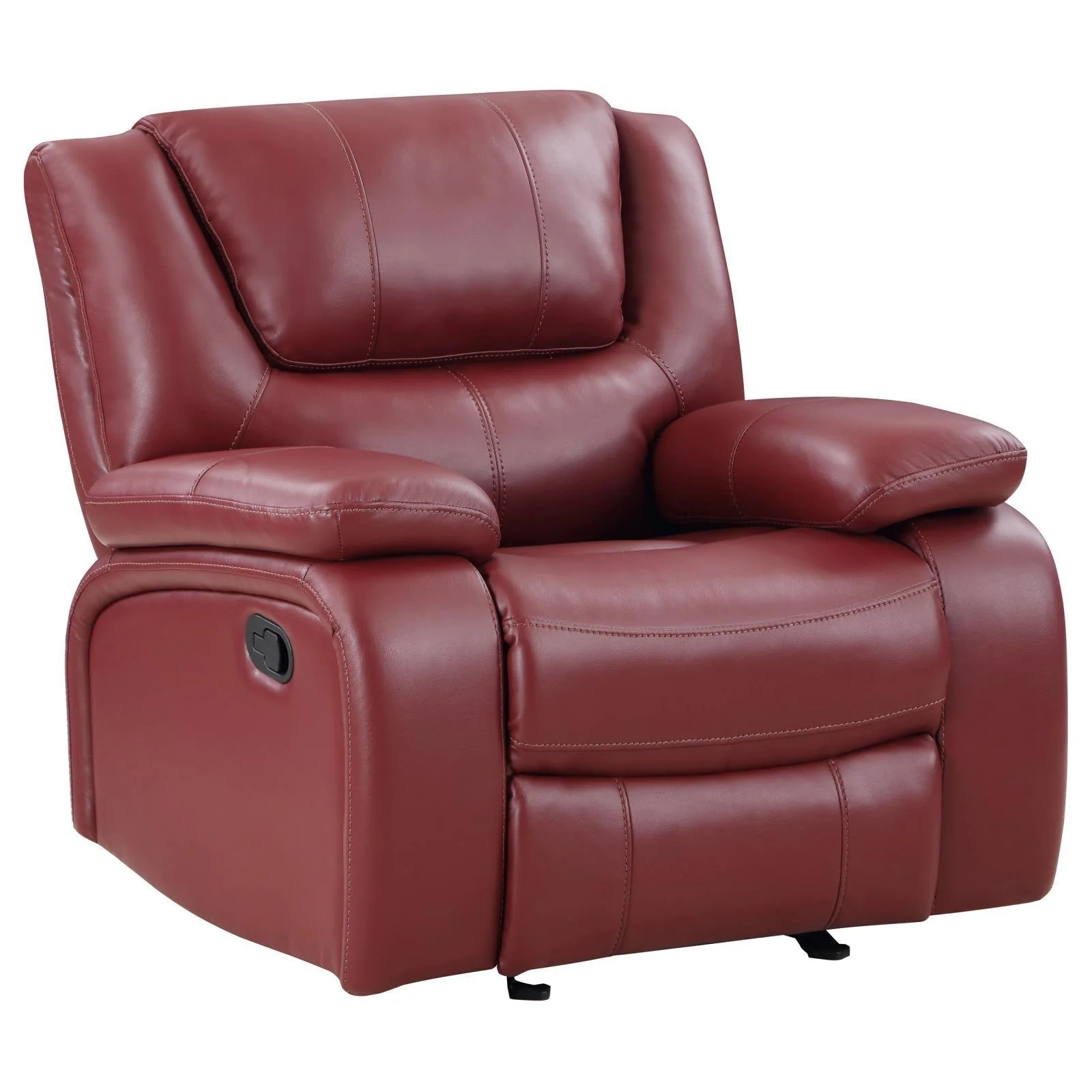 Camila Upholstered Glider Recliner Chair Red Faux Leather - Image 3