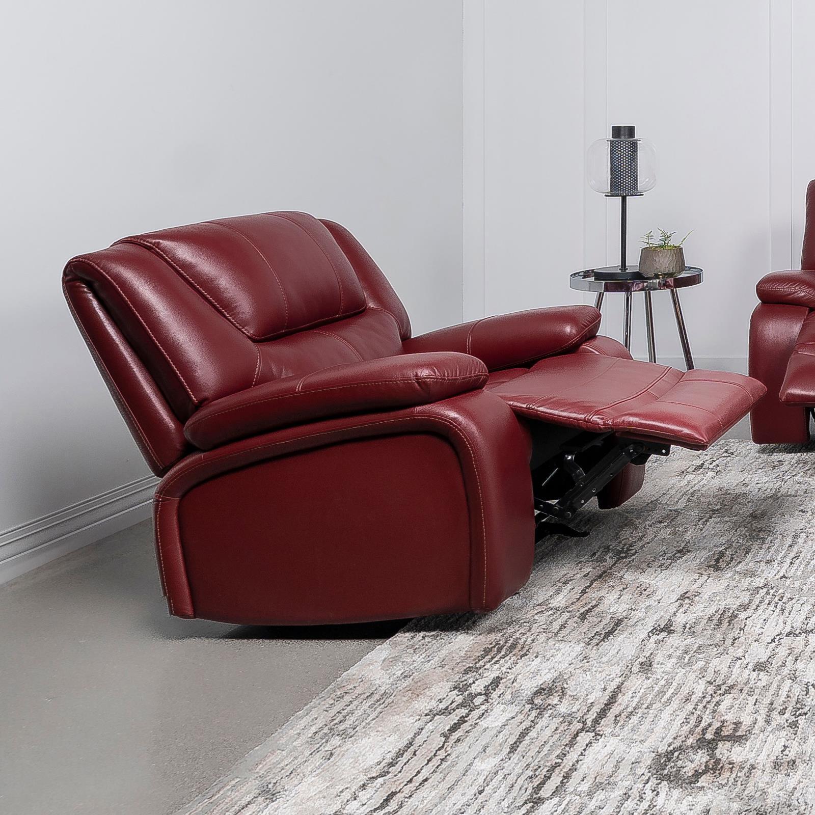 Camila Upholstered Glider Recliner Chair Red Faux Leather - Image 2