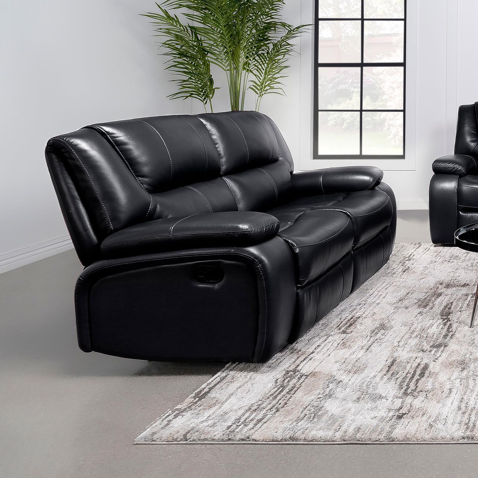 Camila Upholstered Motion Reclining Loveseat Black - Image 1