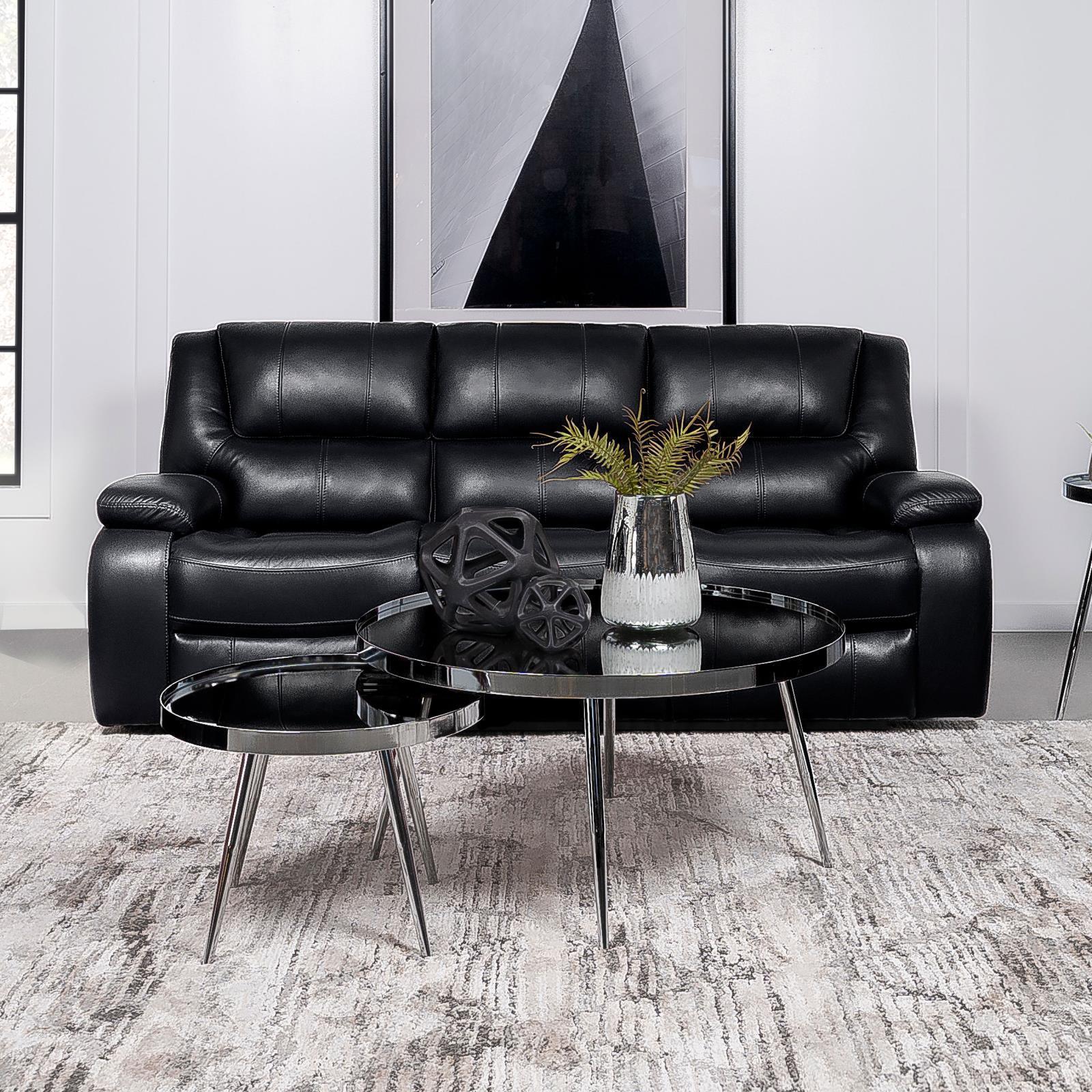 Camila Upholstered Motion Reclining Sofa Black - Image 1