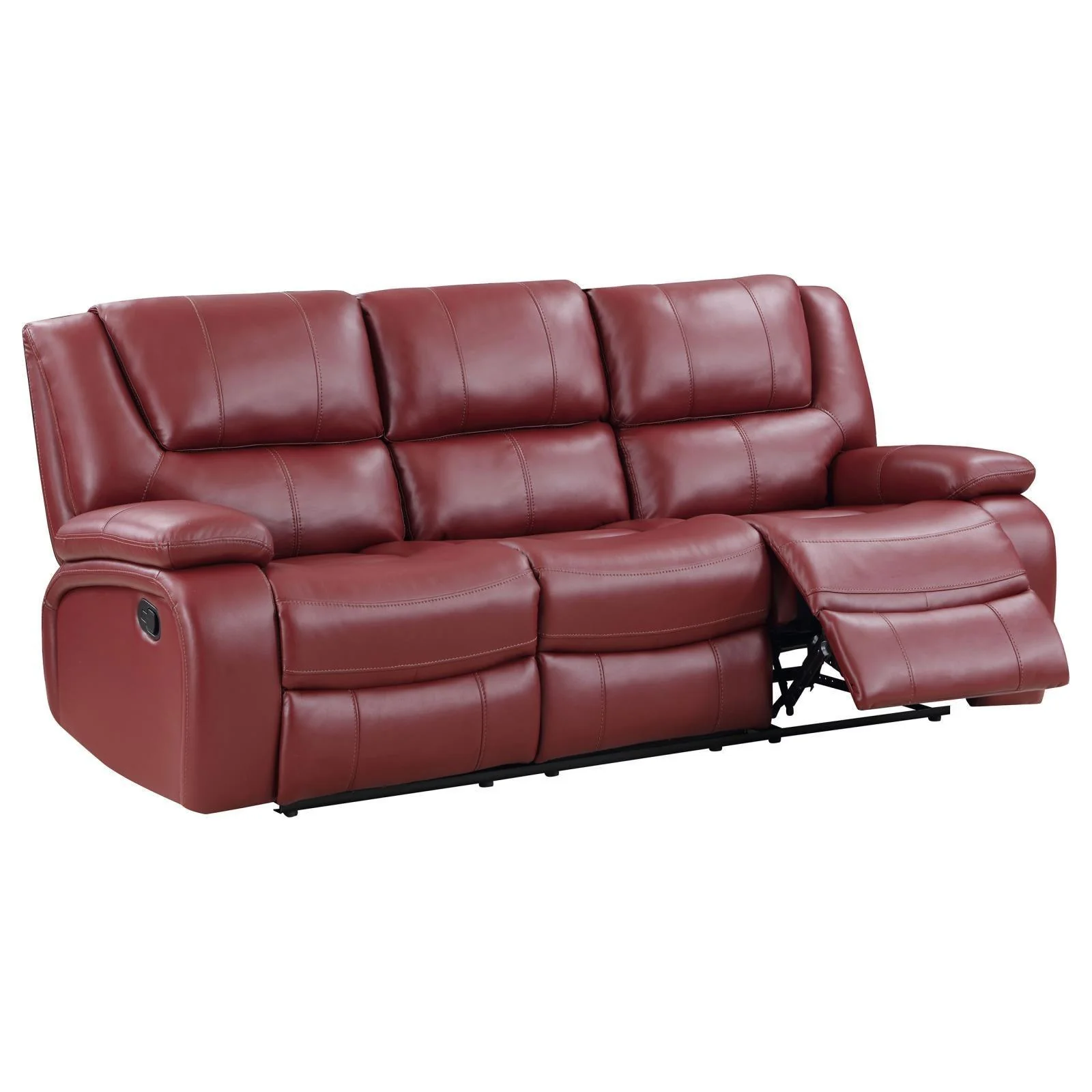 Camila Upholstered Motion Reclining Sofa Red Faux Leather - Image 3