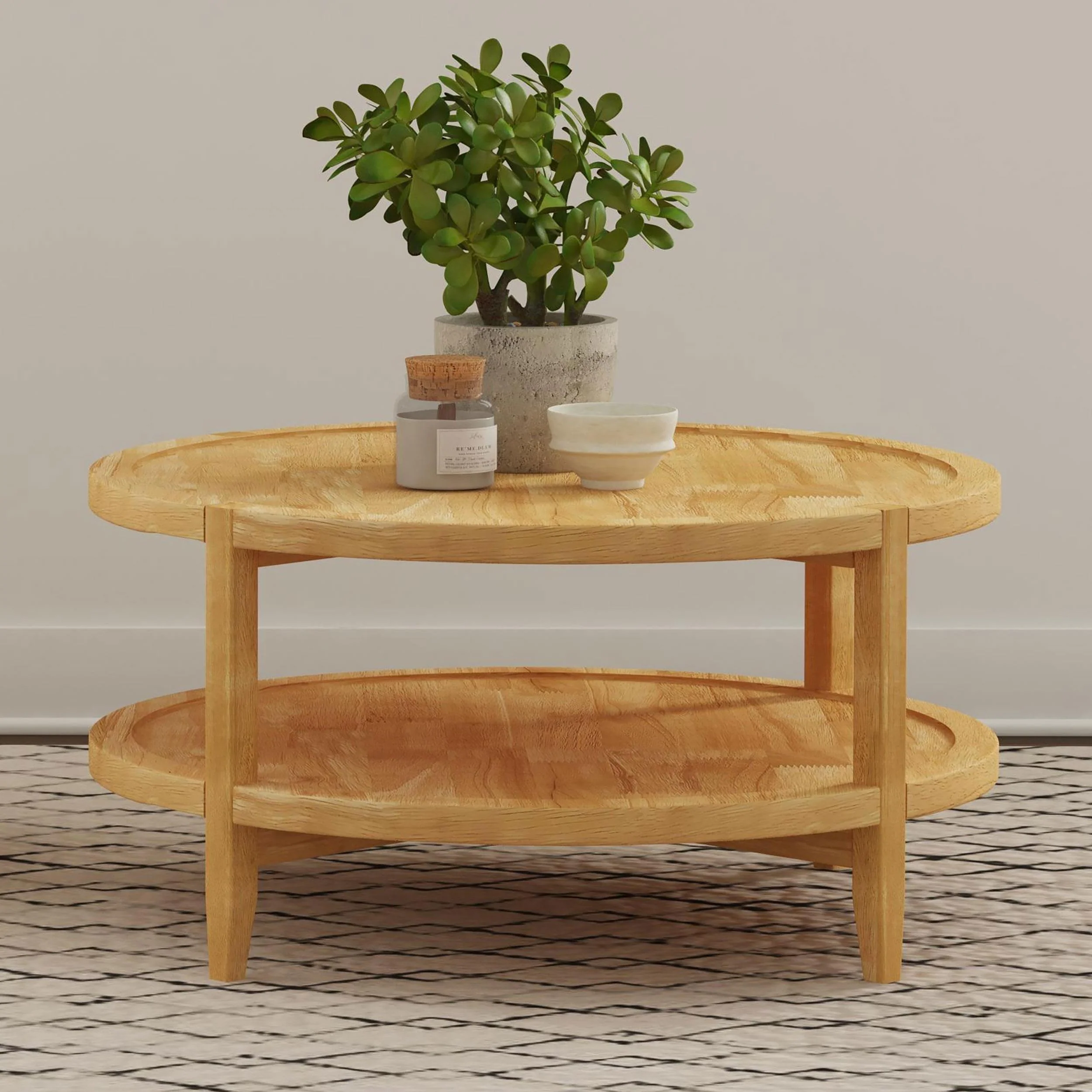 Camillo Round Solid Wood Coffee Table Maple Brown - Image 2