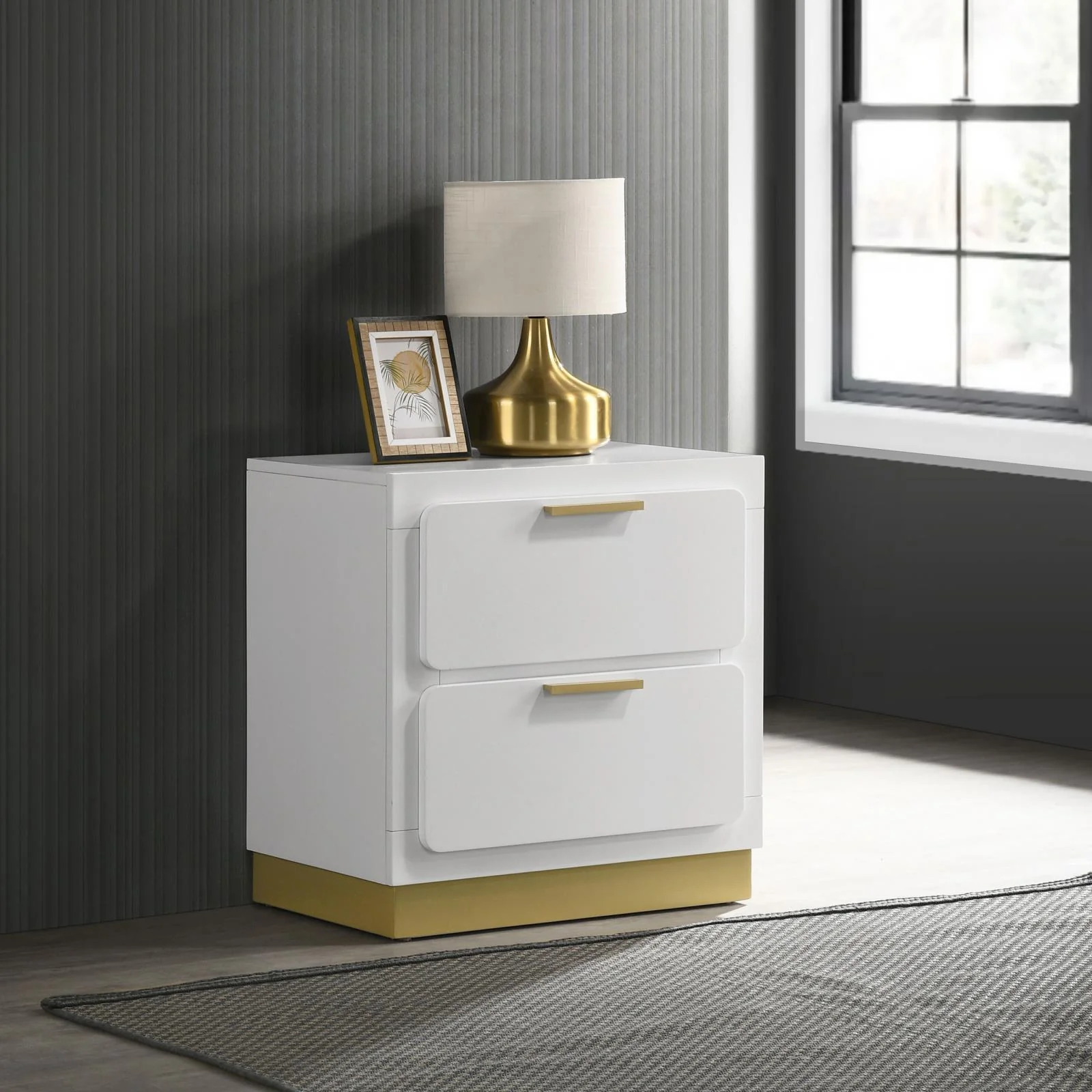 Caraway 2 Drawer Nightstand Bedide Table White - Image 2