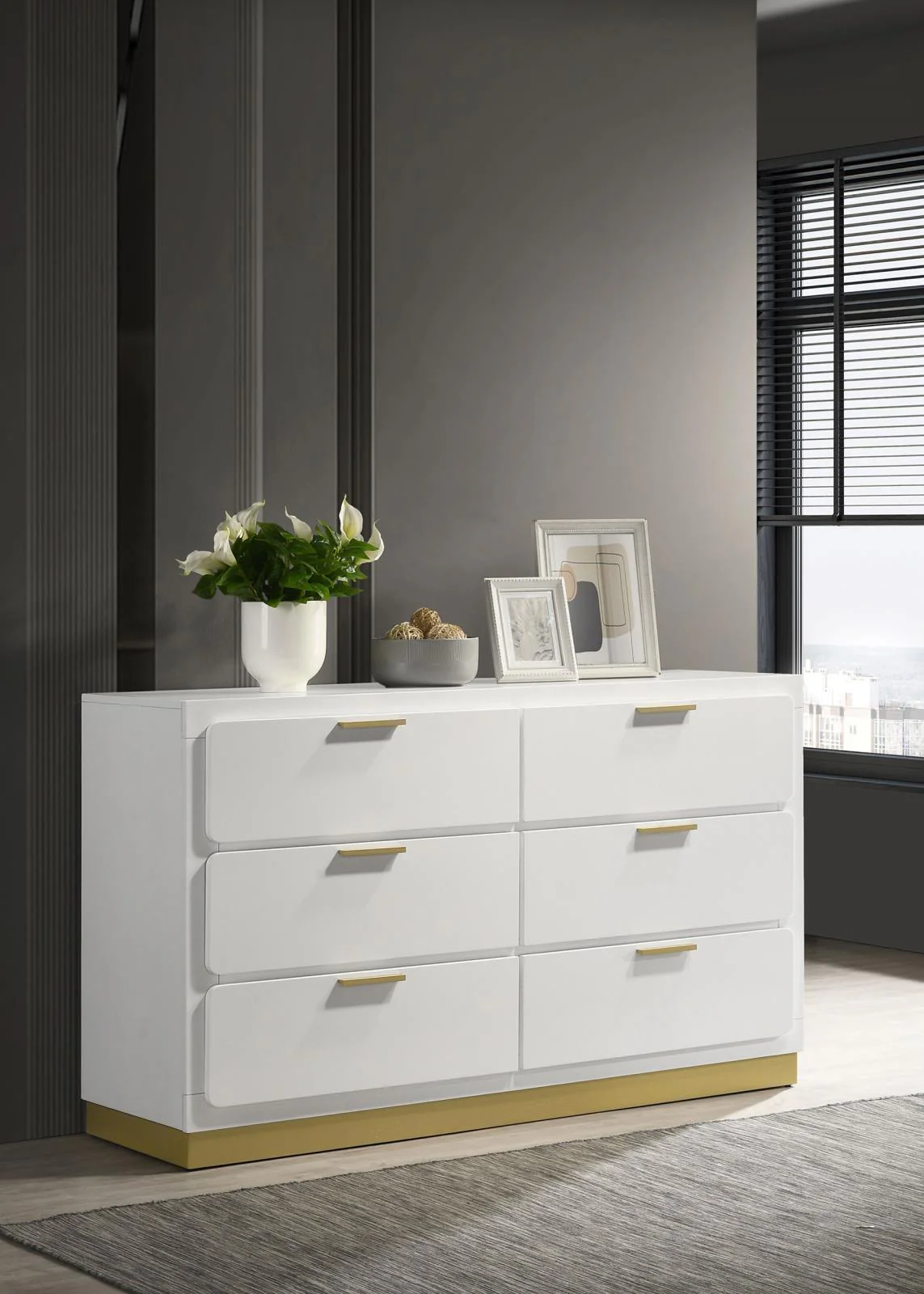 Caraway 6 Drawer Bedroom Dresser White - Image 2