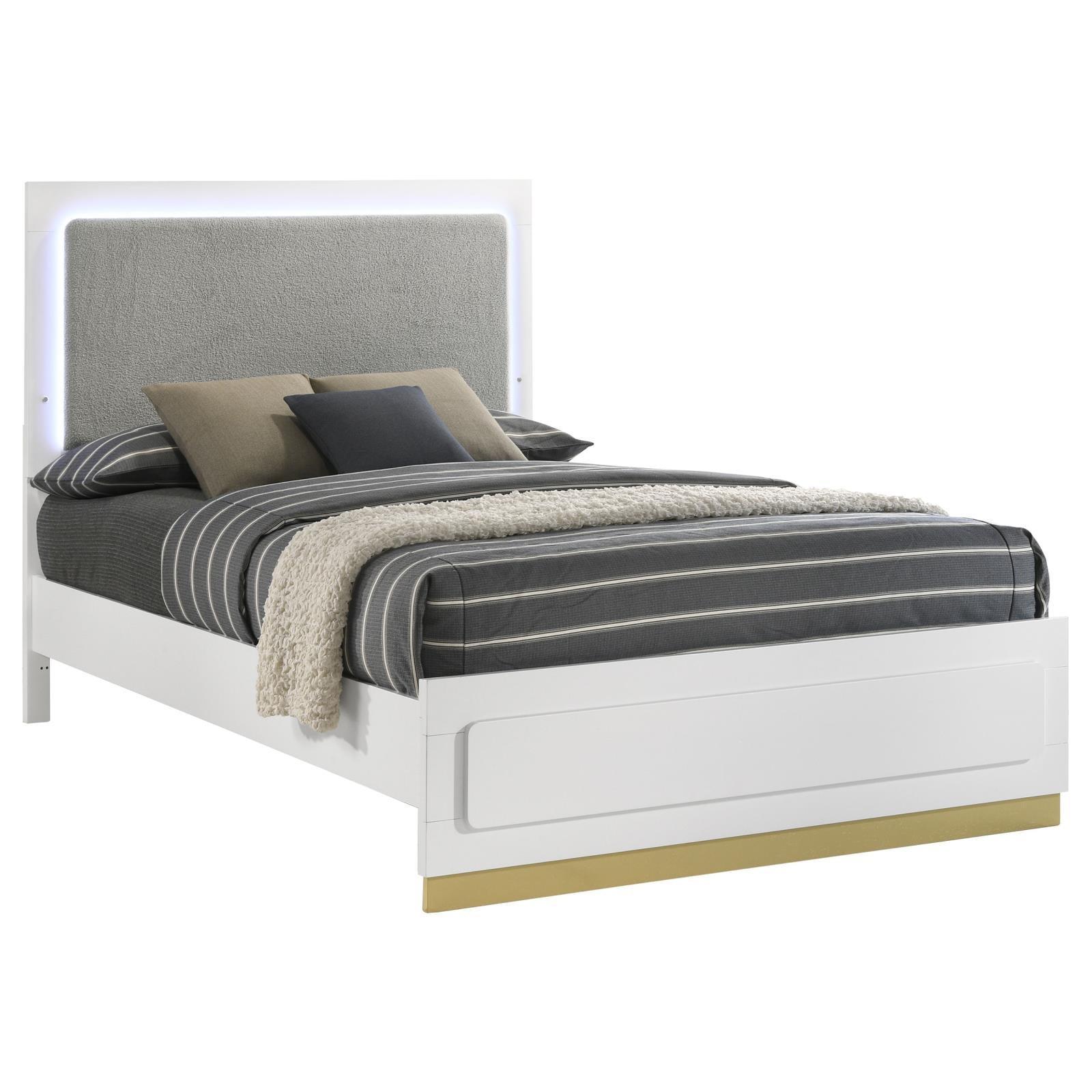 Caraway King Bed With LED Headboard White Grey - Image 2