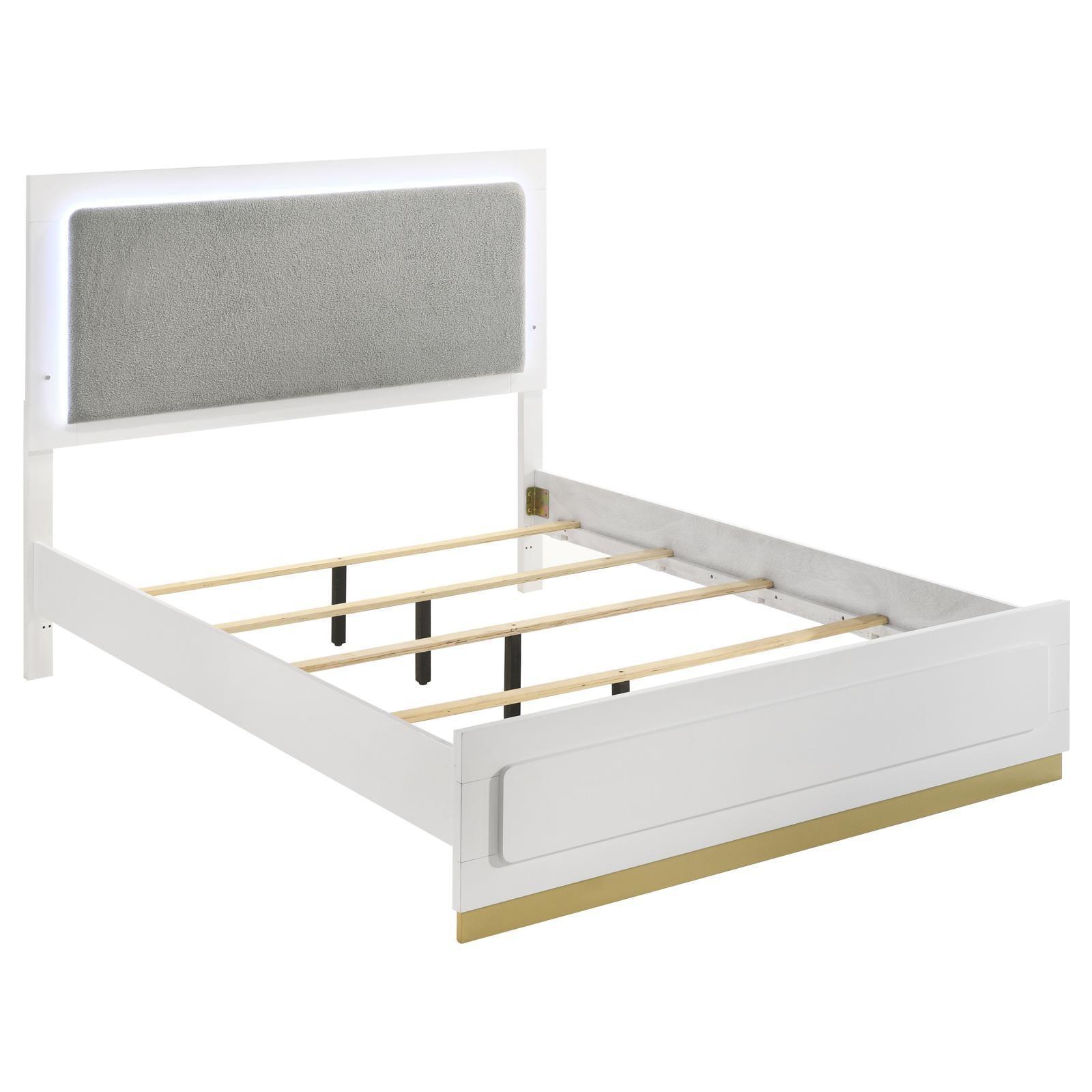 Caraway Queen Bed With LED Headboard White Grey - Image 3