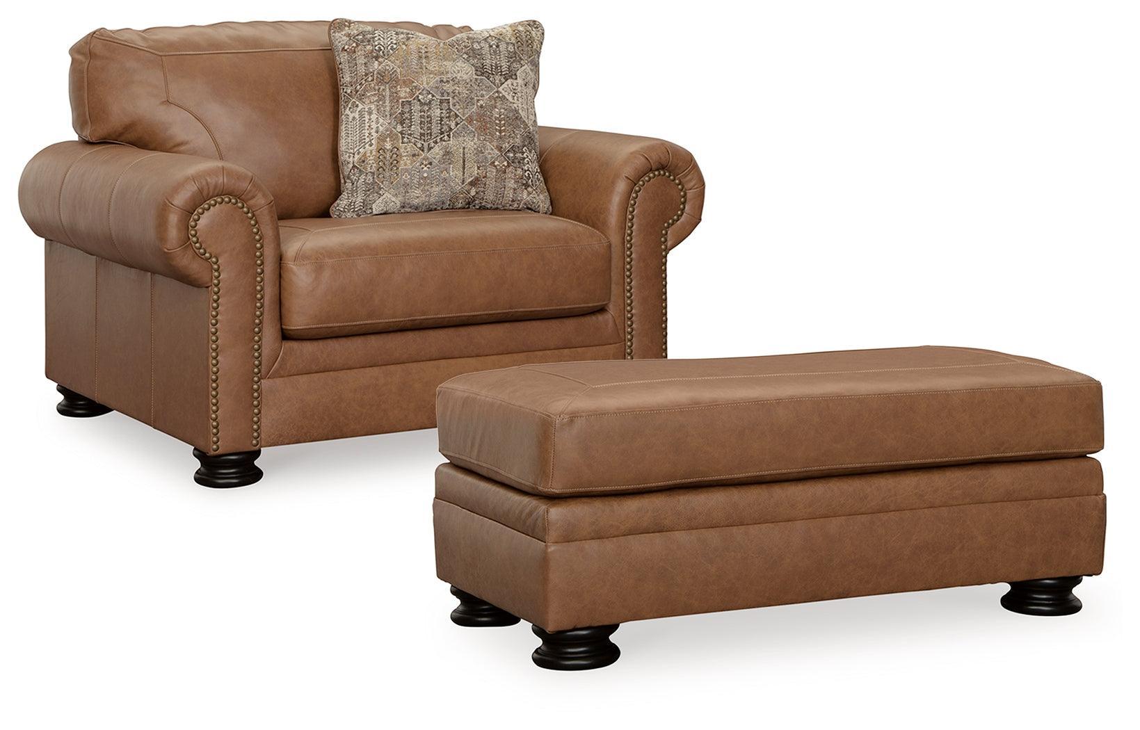 Carianna Caramel Chair And Ottoman - Image 2