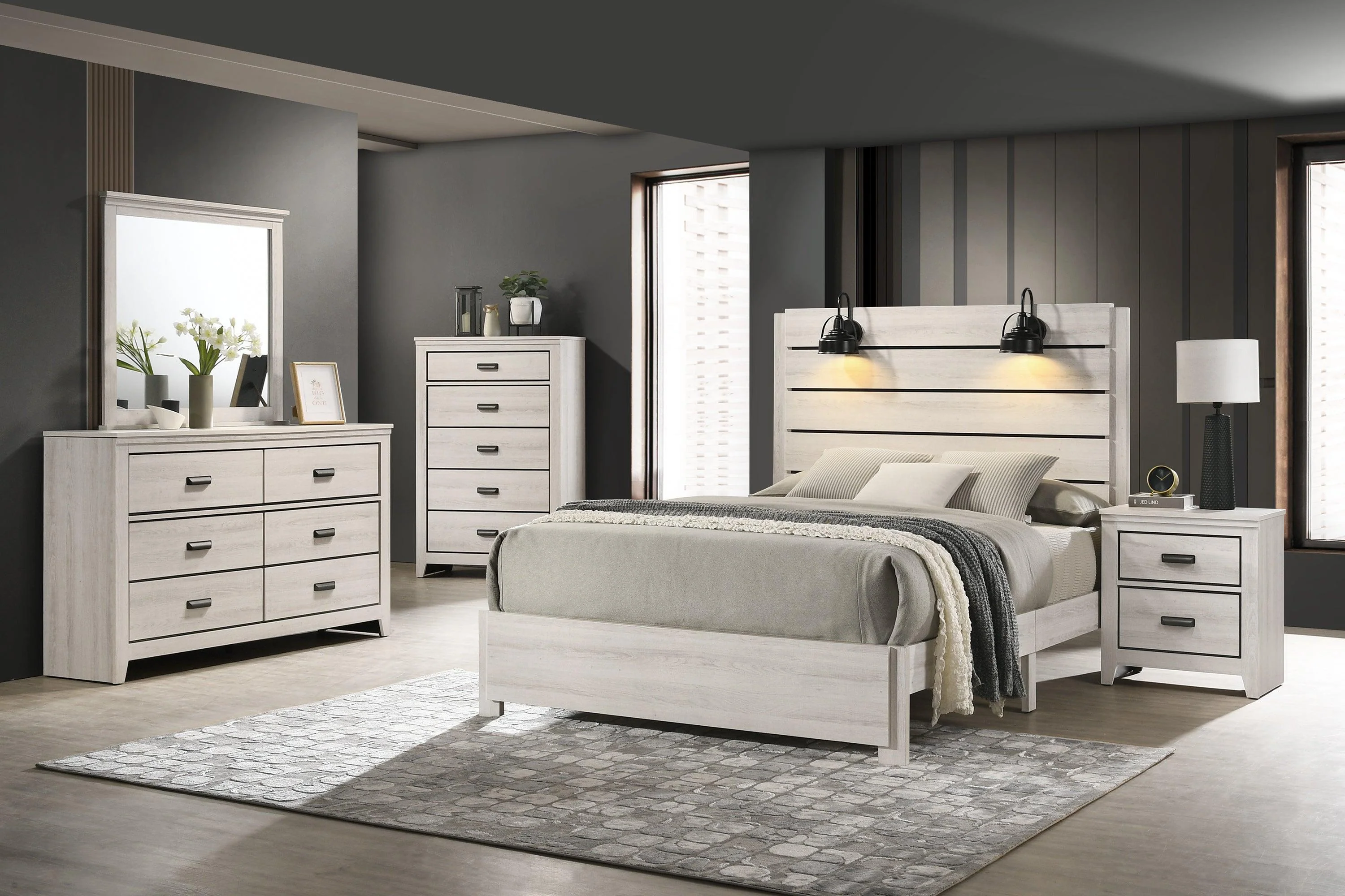 Carter White LED Platform Queen Bed - Image 2