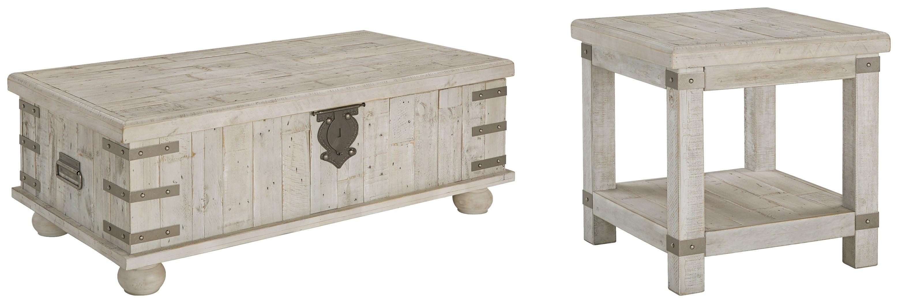 Carynhurst White Wash Gray Coffee Table With 1 End - Image 2