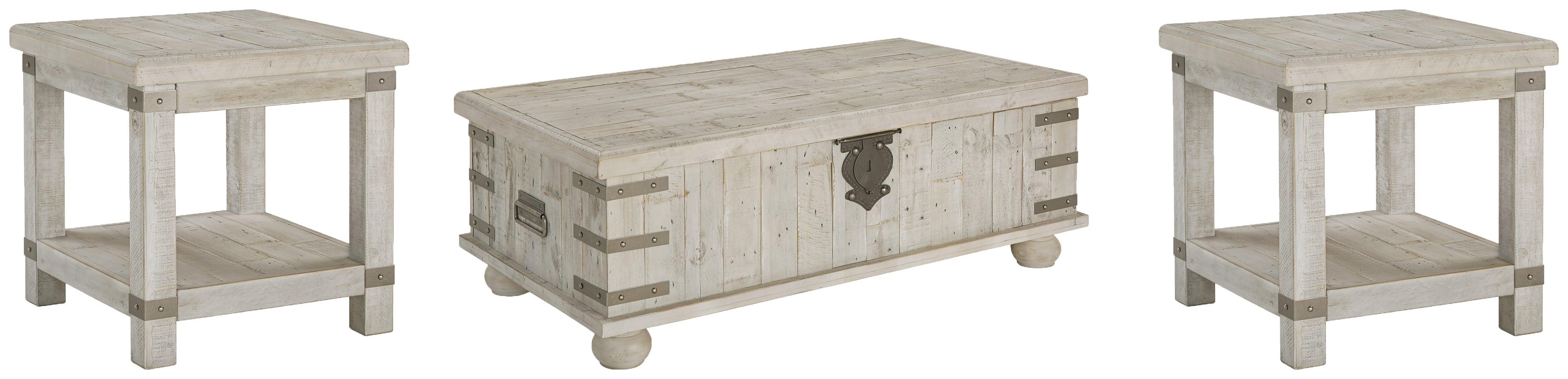 Carynhurst White Wash Gray Coffee Table With 2 End Tables - Image 2