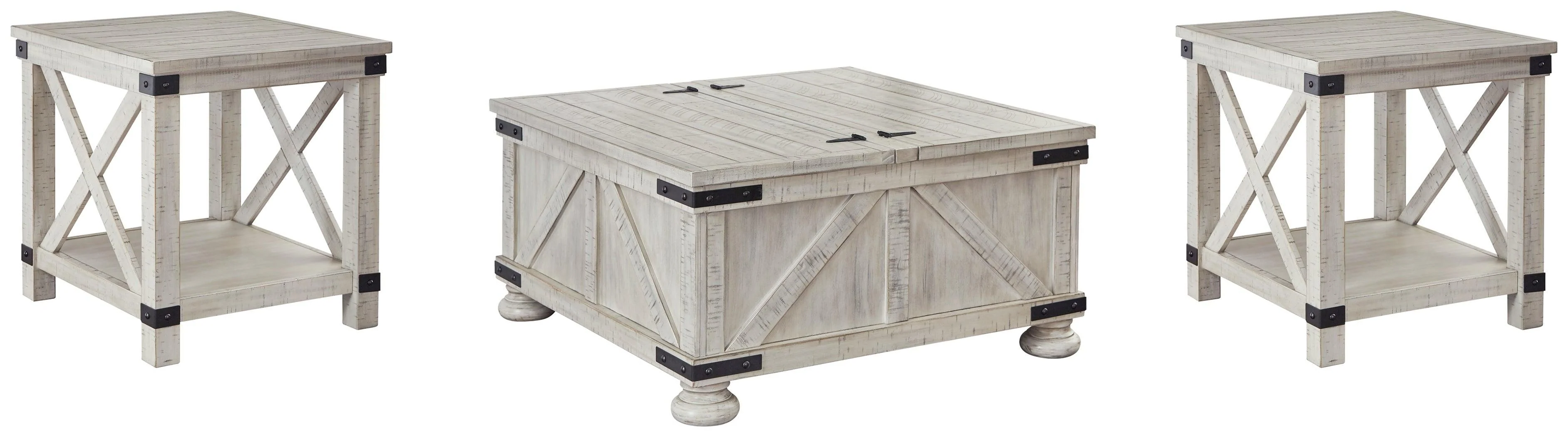 Carynhurst Whitewash Coffee Table With 2 End Tables - Image 2